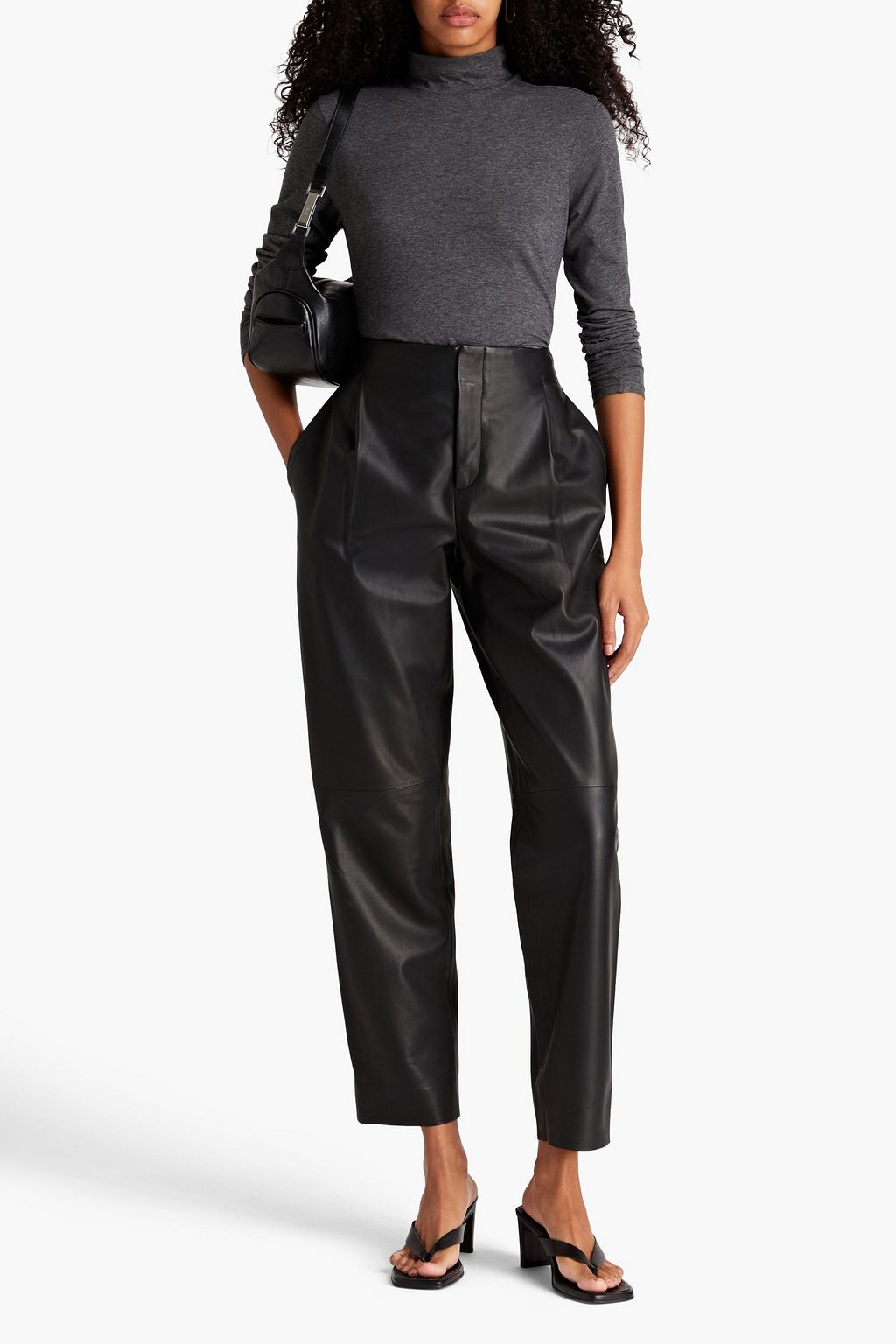 FRAME Metallic organic Pima cotton-jersey turtleneck top