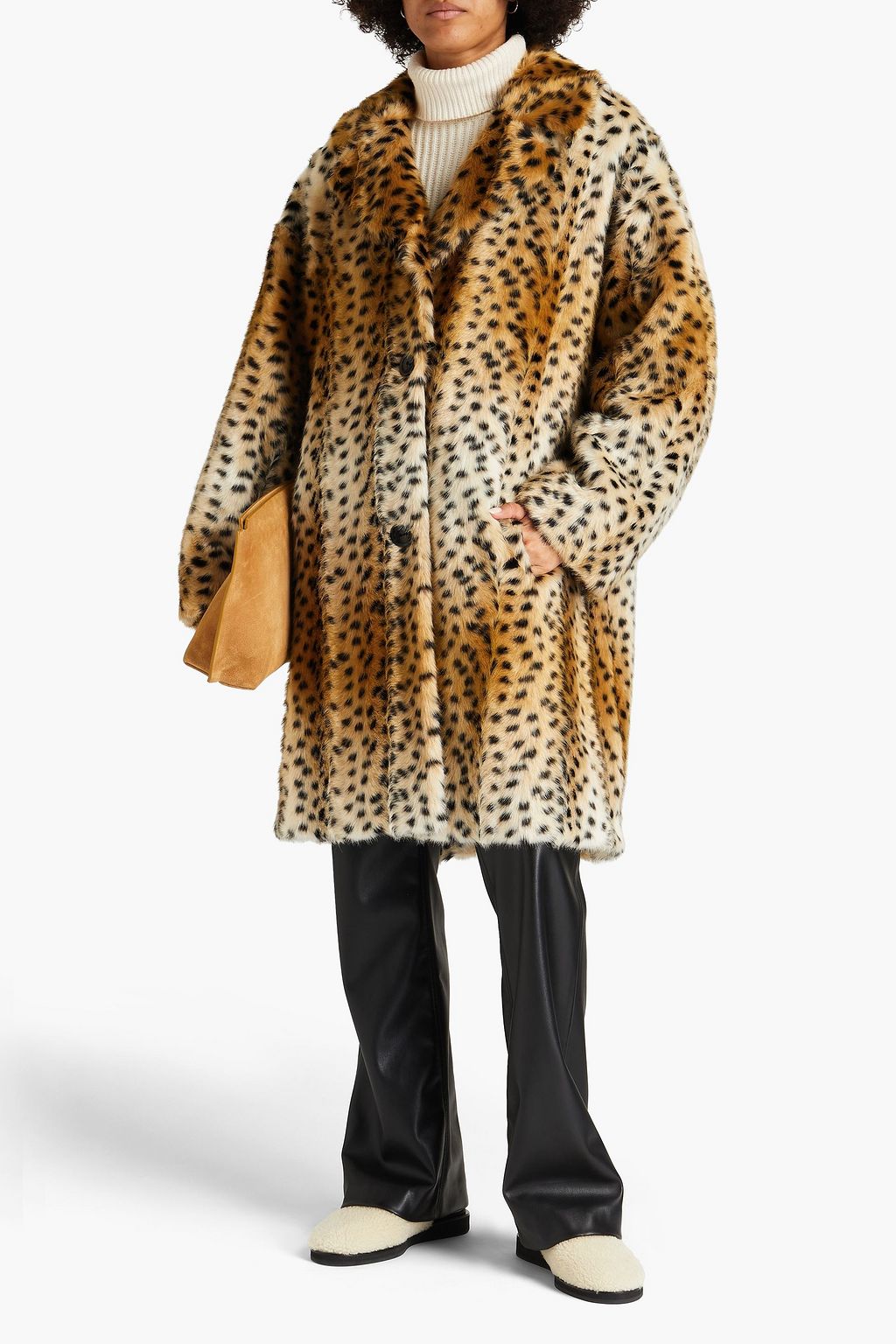 STAND STUDIO Minna leopard-print faux fur coat
