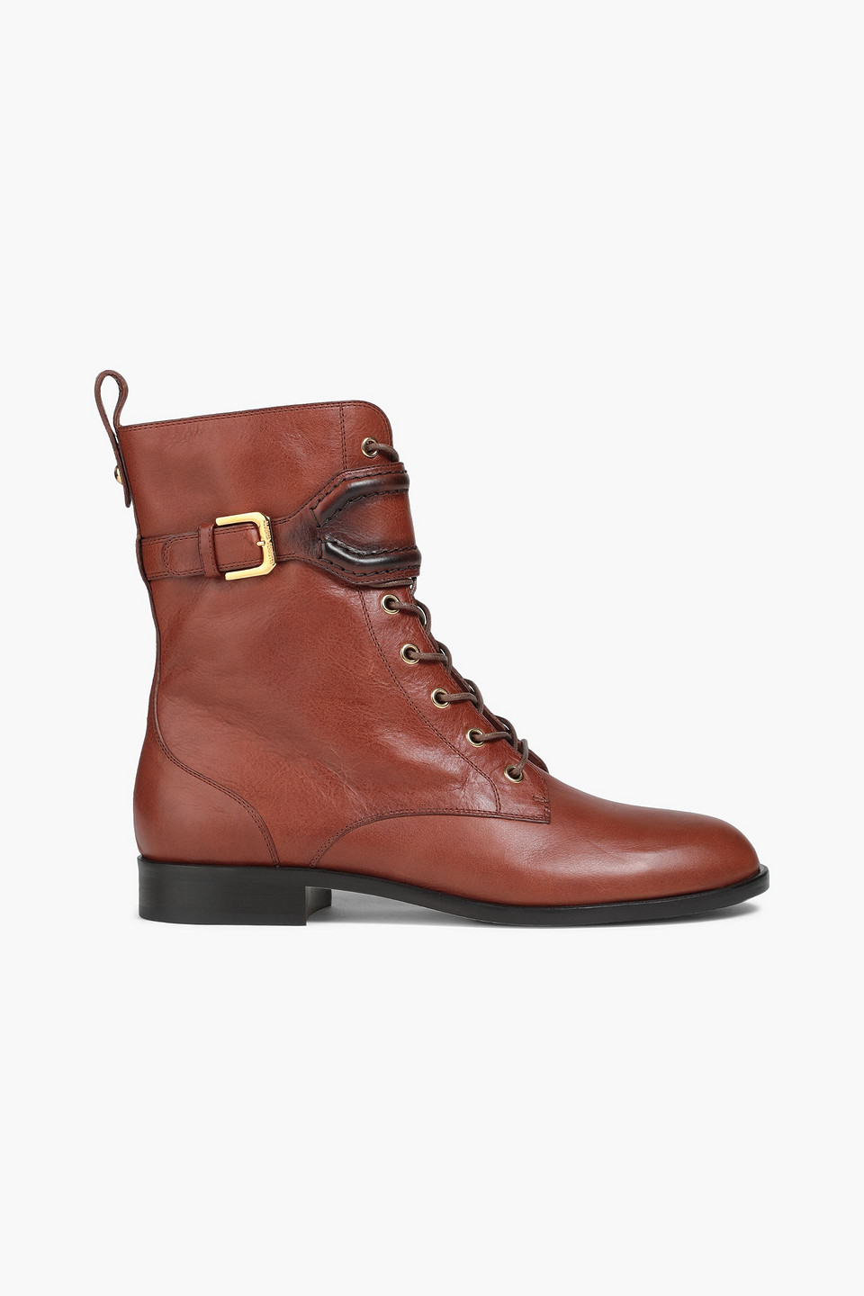 Alberta Ferretti Burnished Textured-leather Ankle Boots In Tan