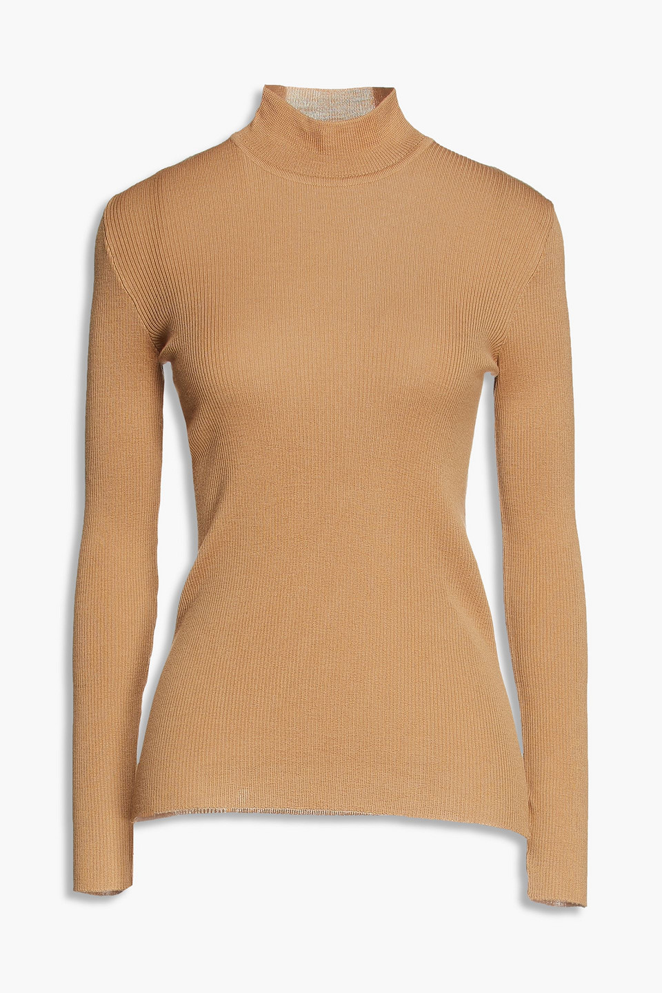 alberta ferretti - ribbed wool turtleneck sweater - brown - it 40