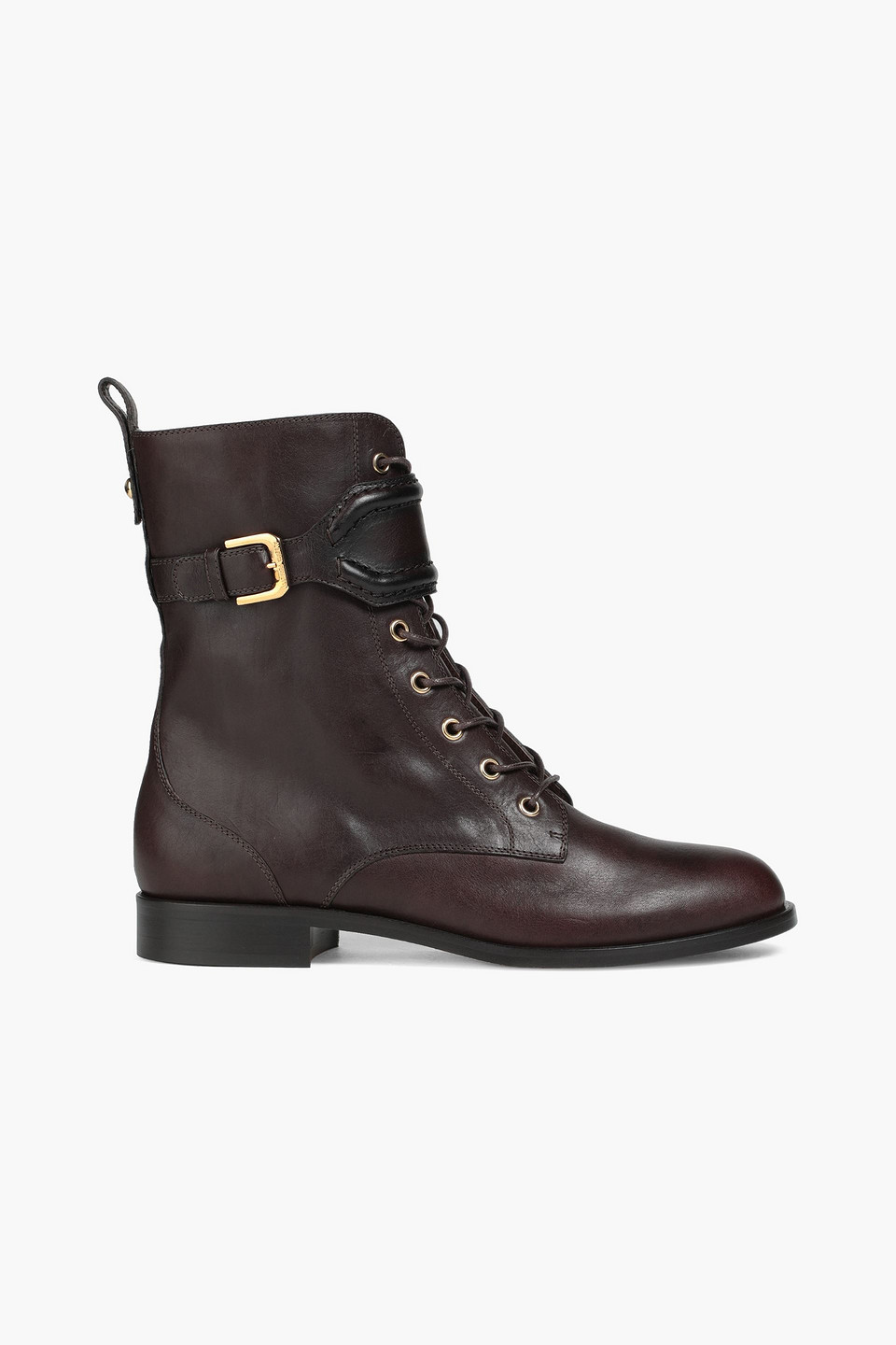 Alberta Ferretti Textured-leather Ankle Boots In Dark Brown