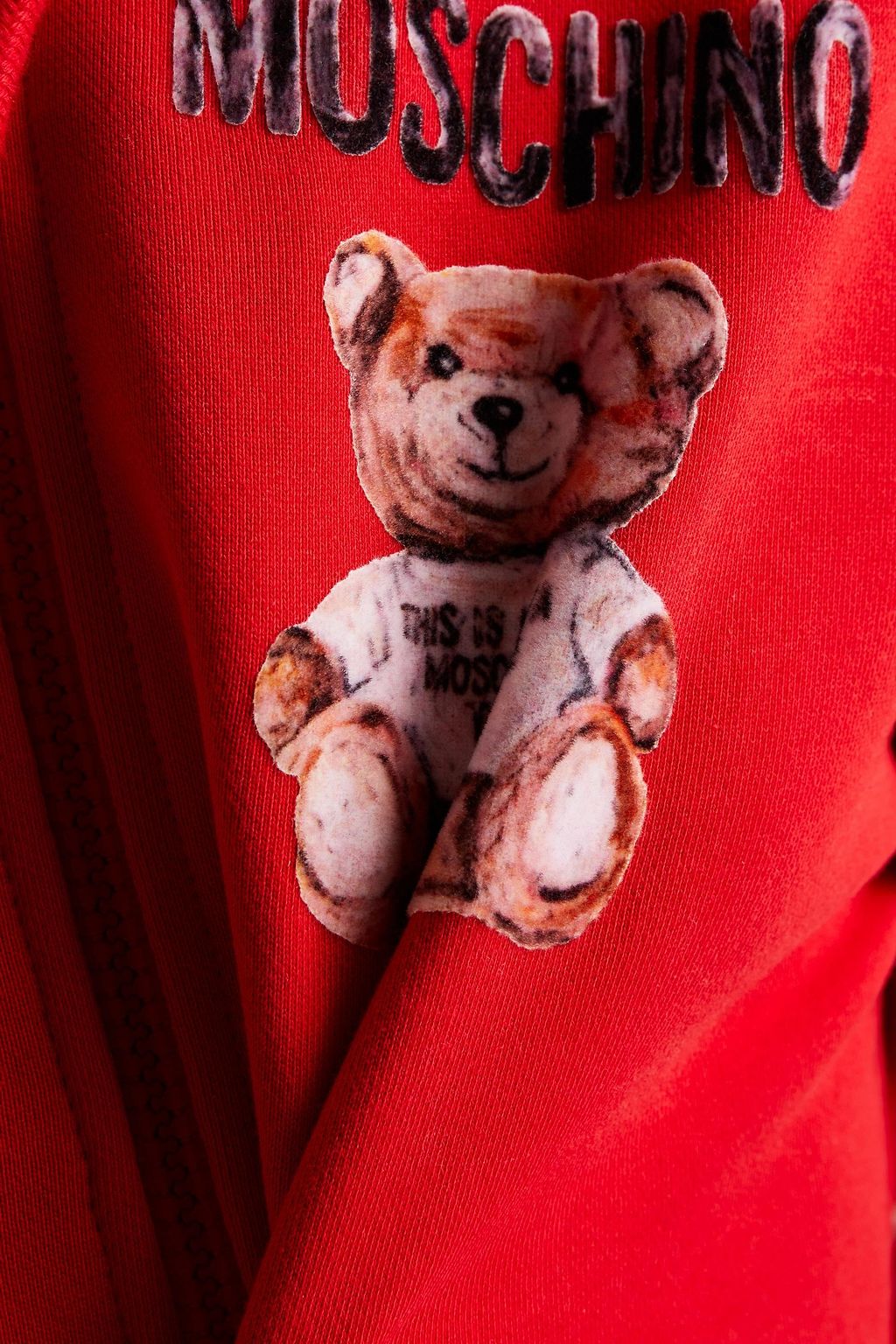 MOSCHINO Minikleid aus beflocktem Baumwollfrottee mit Kapuze