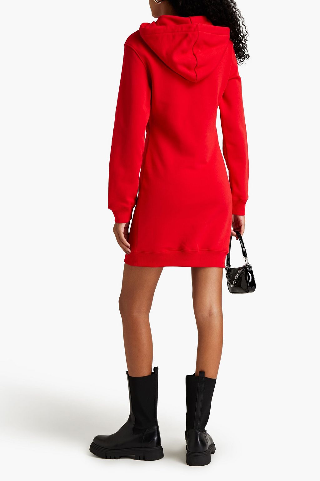 MOSCHINO Minikleid aus beflocktem Baumwollfrottee mit Kapuze