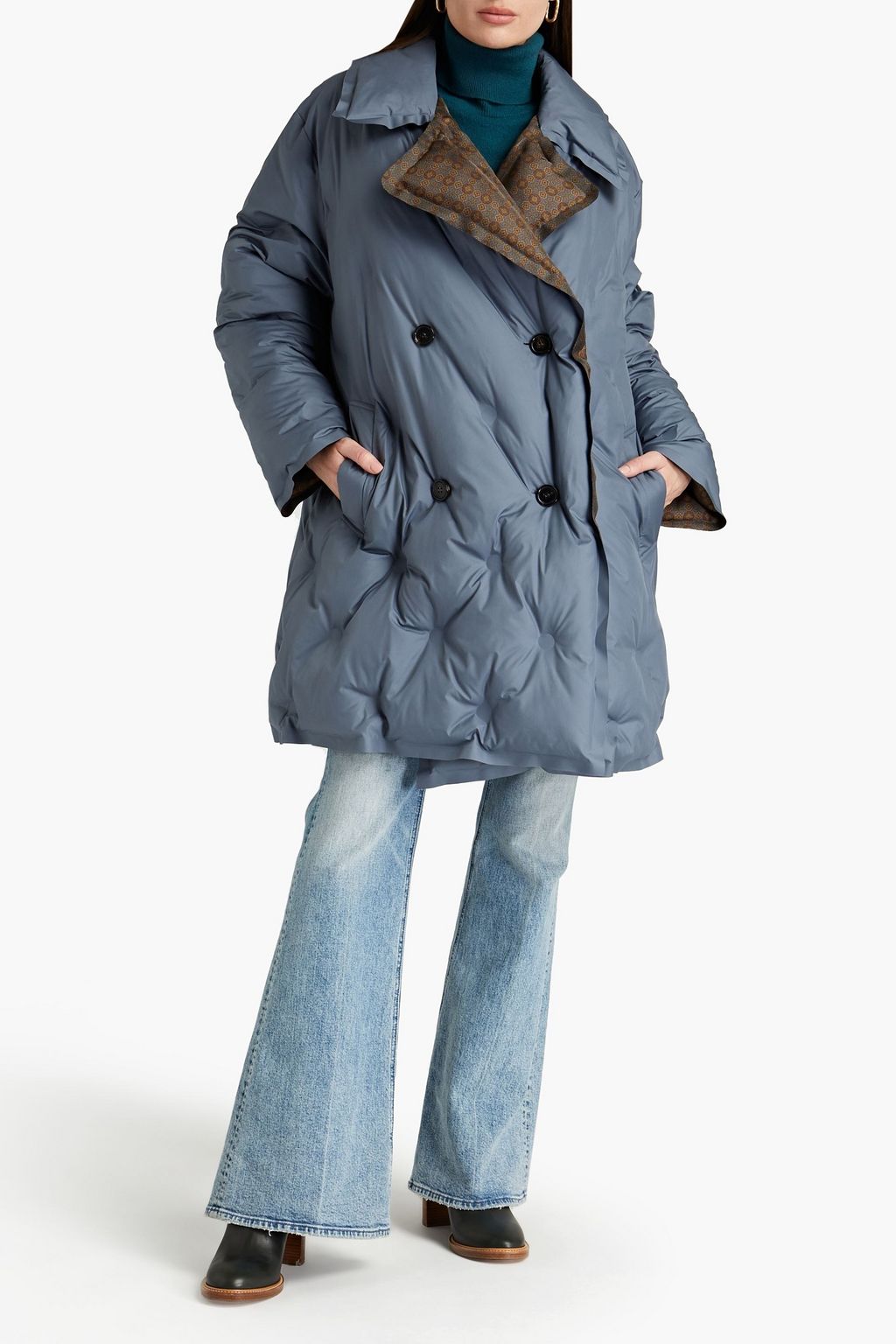 MAISON MARGIELA Reversible double-breasted quilted silk-twill and shell coat