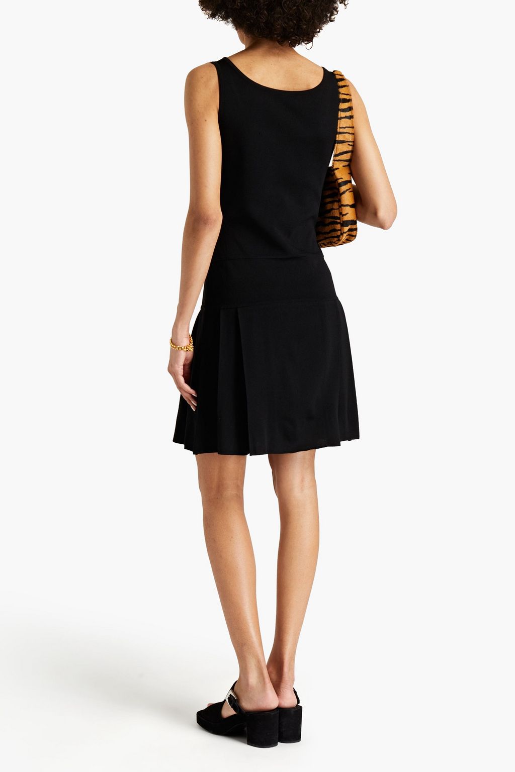 BOUTIQUE MOSCHINO Buckle-embellished pleated knitted mini dress