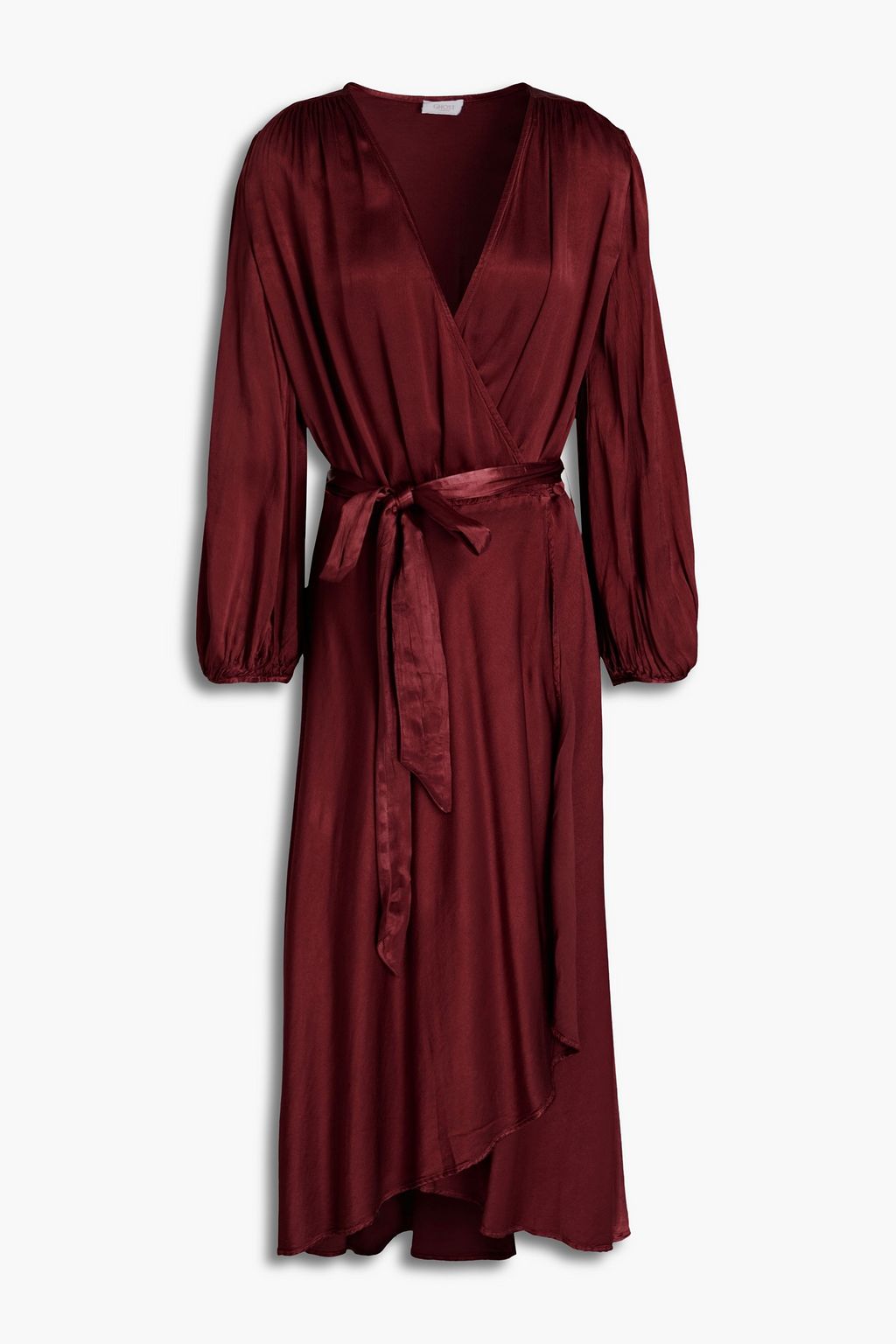 GHOST LONDON Aggie satin-crepe wrap dress | THE OUTNET