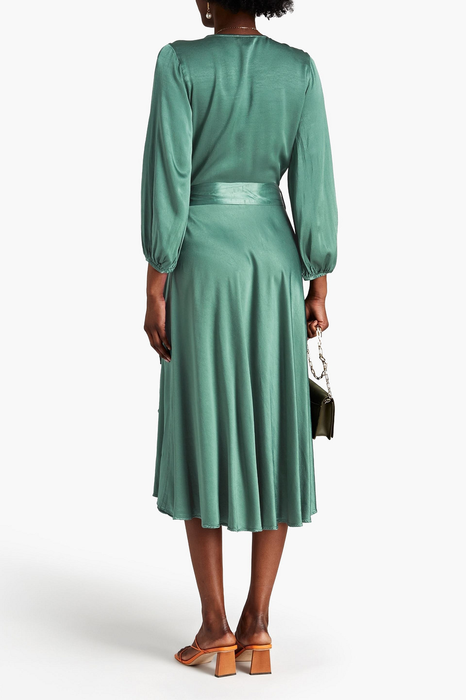 GHOST LONDON Aggie satin crepe wrap dress Smart Closet