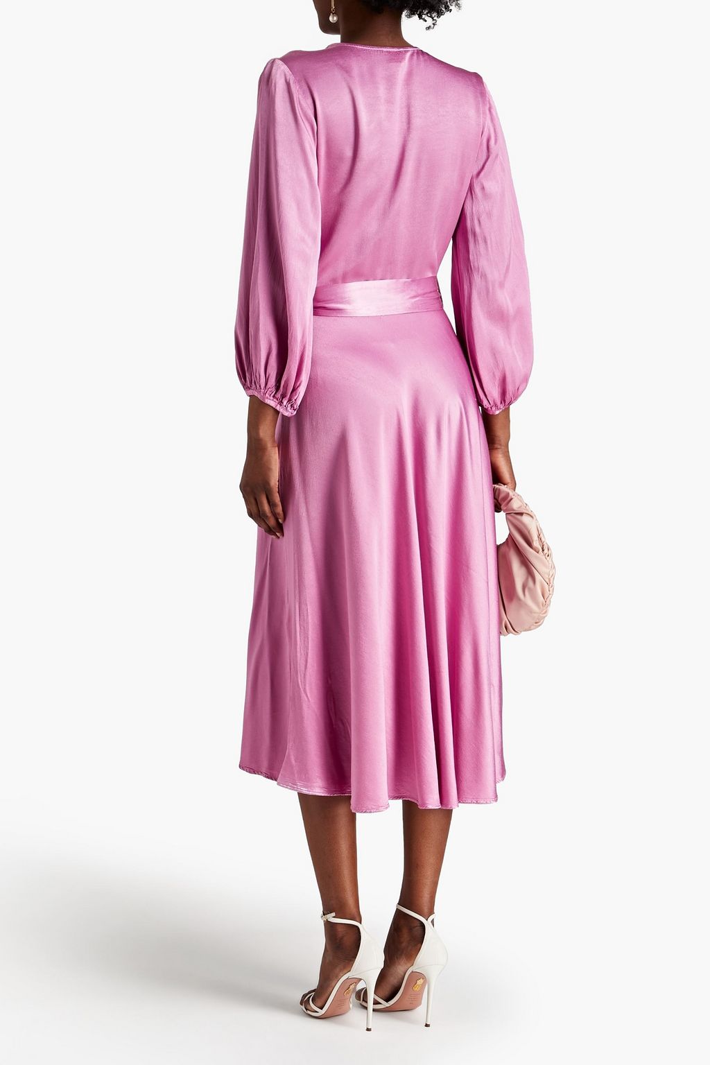GHOST LONDON Aggie satin-crepe wrap dress