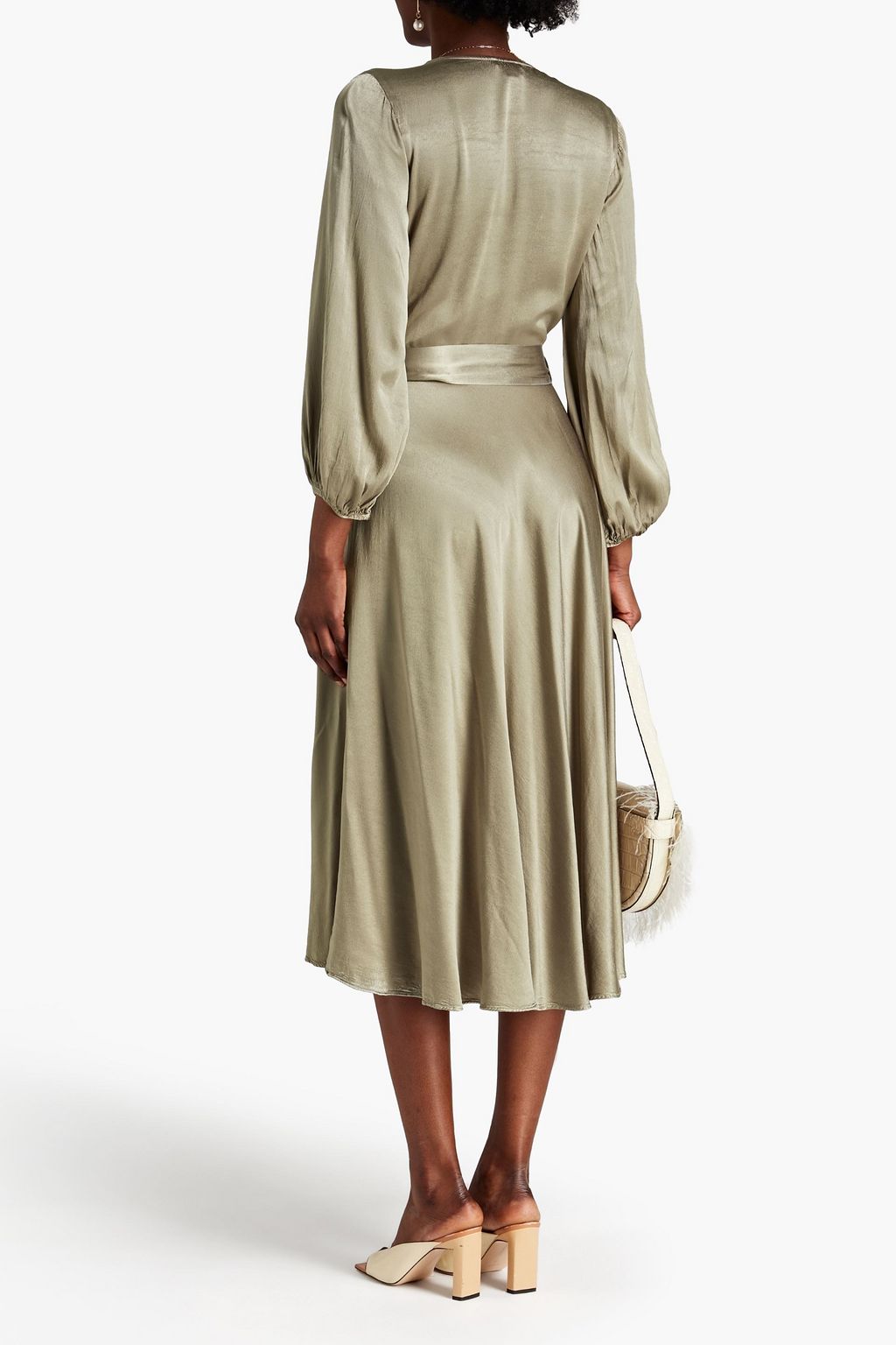 GHOST LONDON Aggie satin-crepe wrap dress