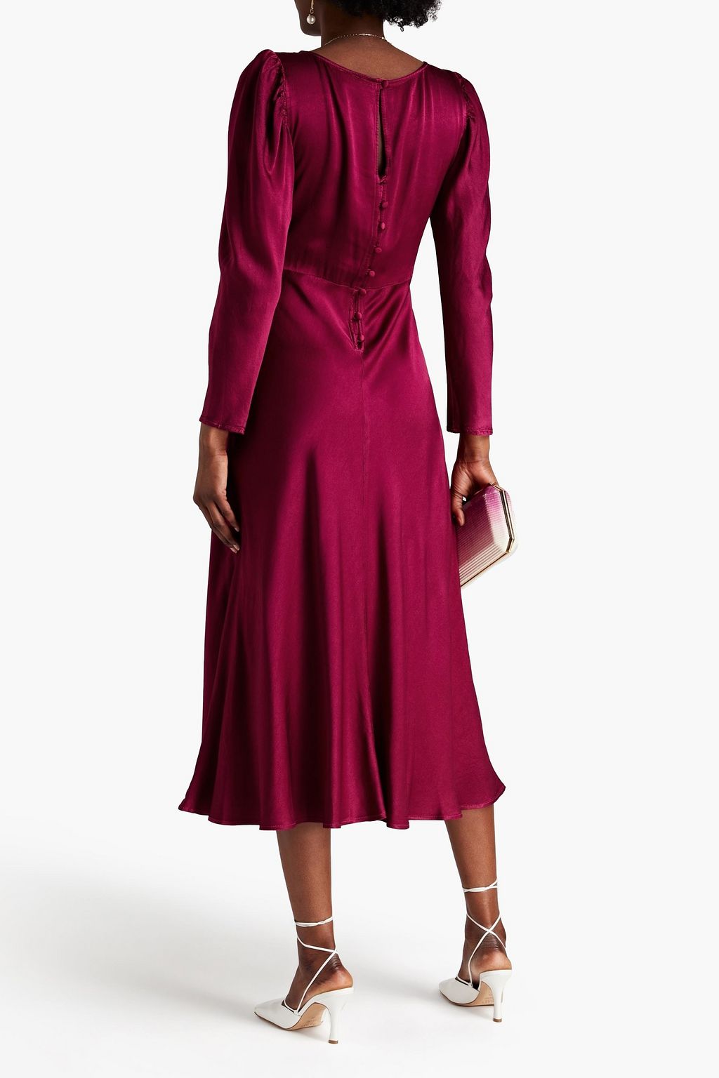 GHOST LONDON Rosaleen satincrepe midi dress THE