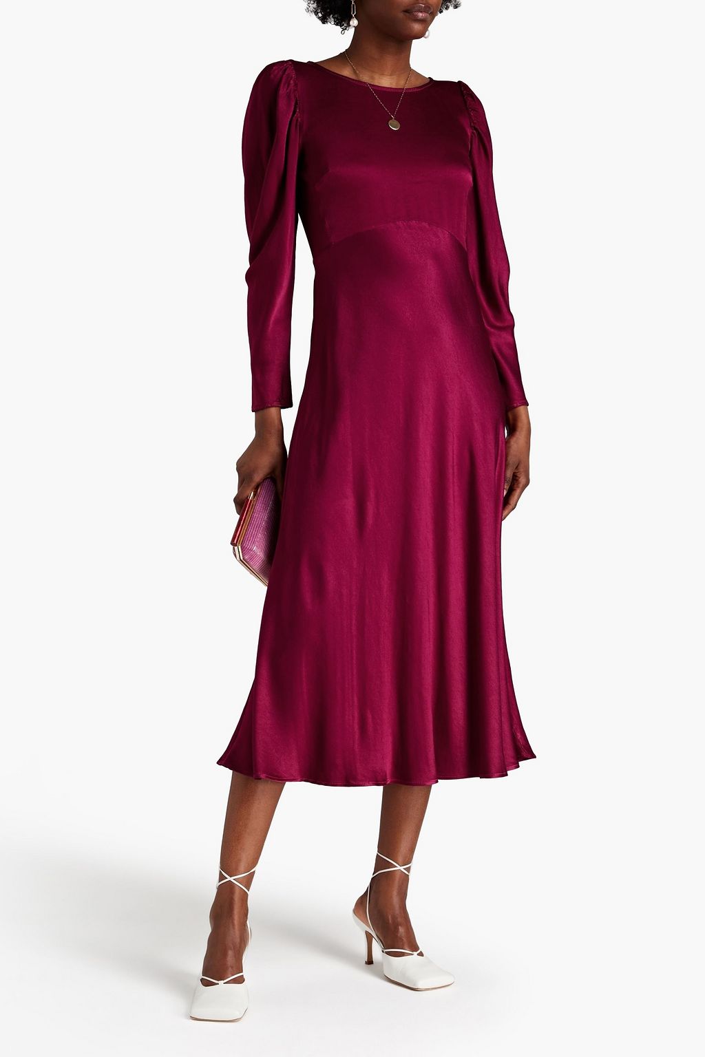 GHOST LONDON Rosaleen satincrepe midi dress THE