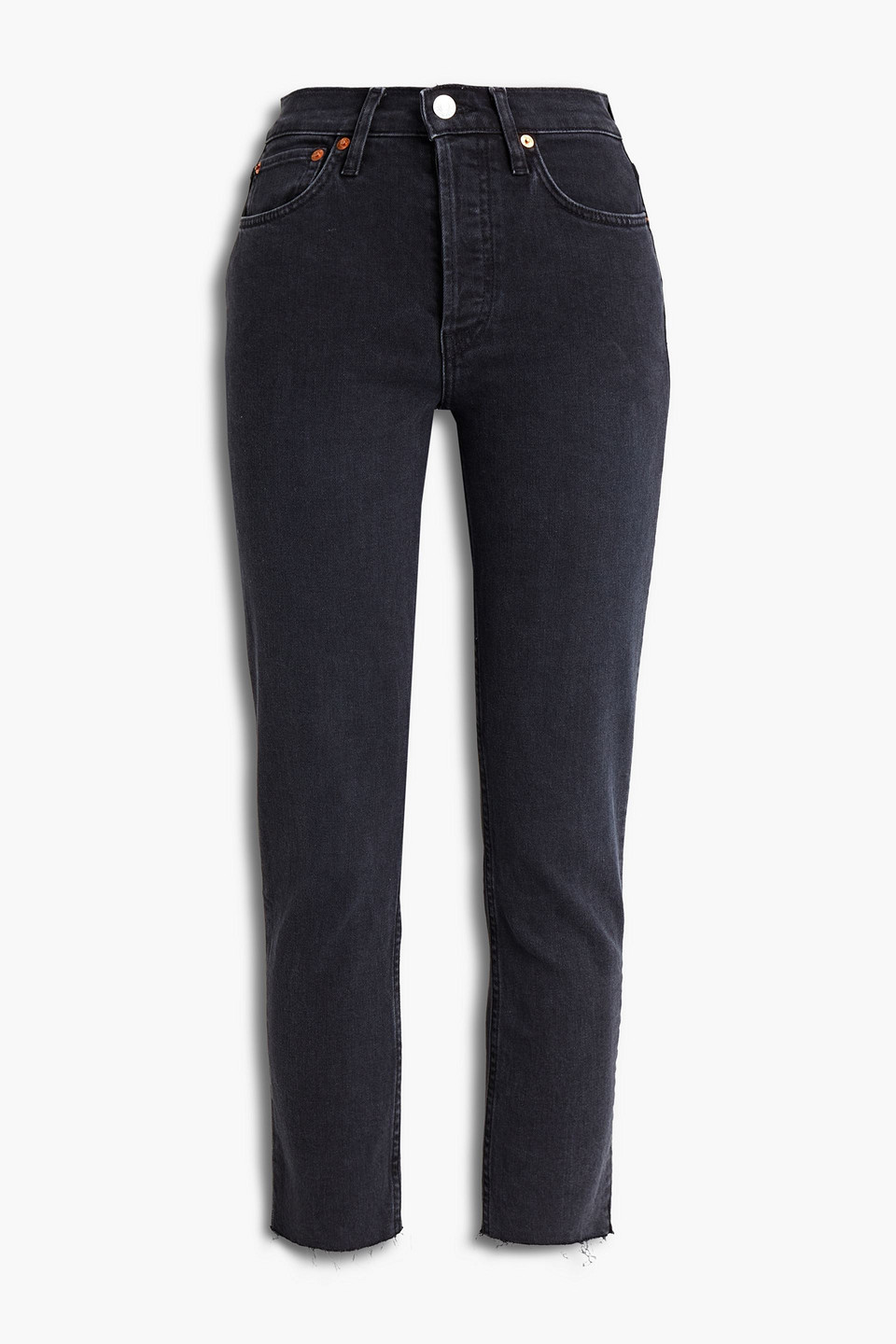 re/done - cropped high-rise skinny jeans - gray - 24