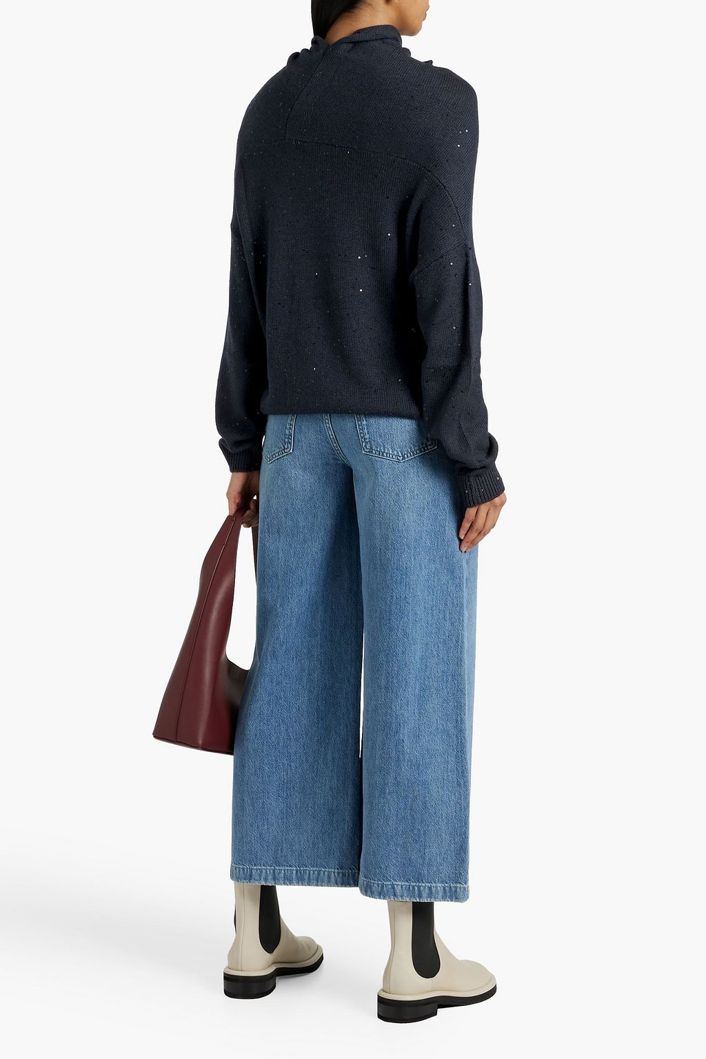 BRUNELLO CUCINELLI Sequin-embellished cashmere and silk-blend turtleneck sweater