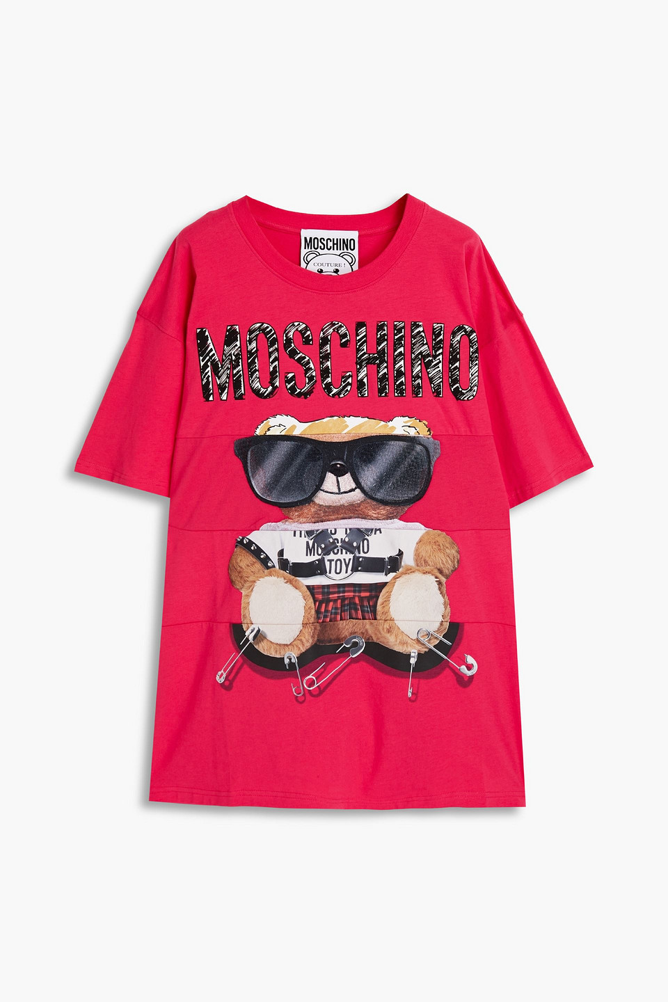 moschino - embroidered printed cotton-jersey t-shirt - pink - l