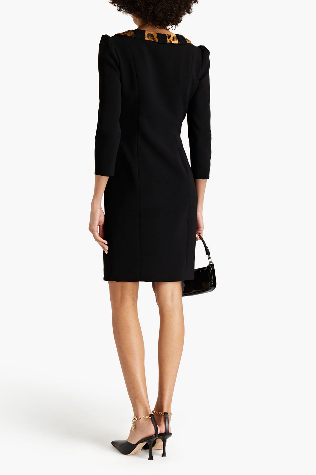 MOSCHINO Minikleid aus Stretch-Crêpe mit Besatz aus Kunstfell