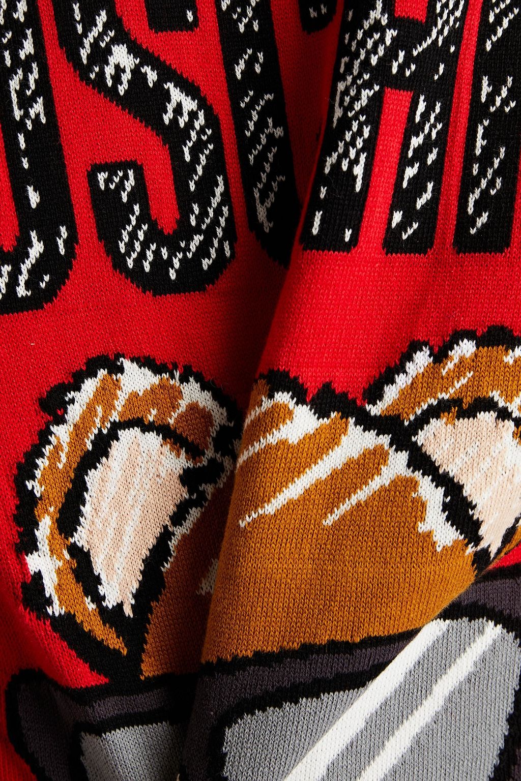 MOSCHINO Intarsia-knit cotton mini dress
