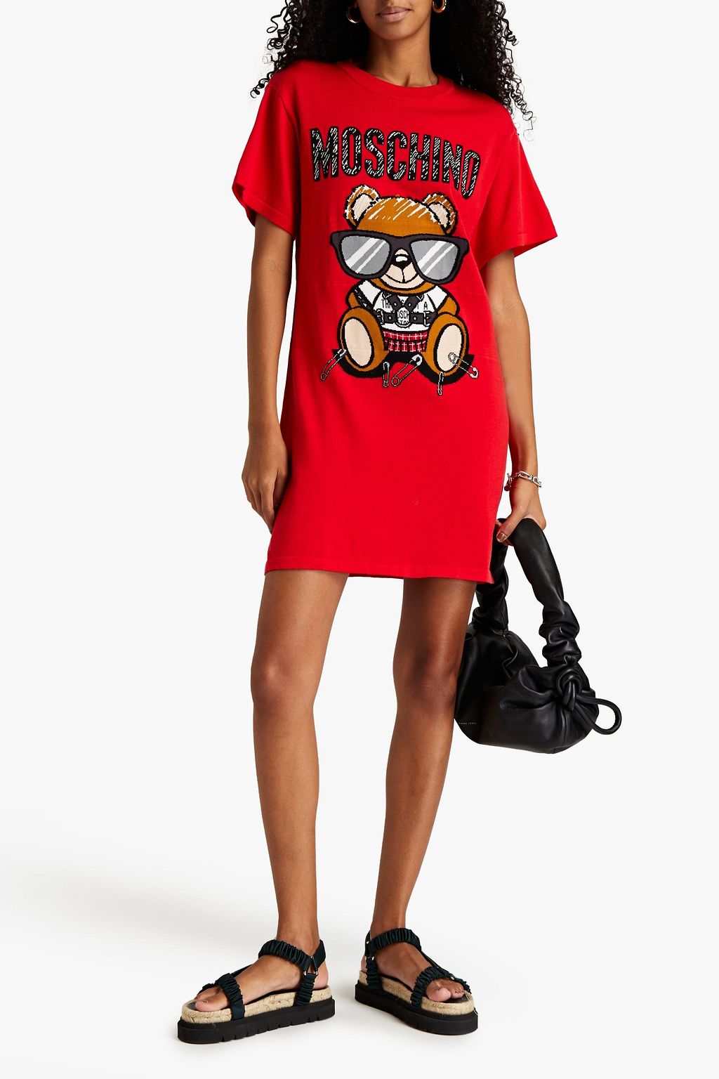 MOSCHINO Intarsia-knit cotton mini dress