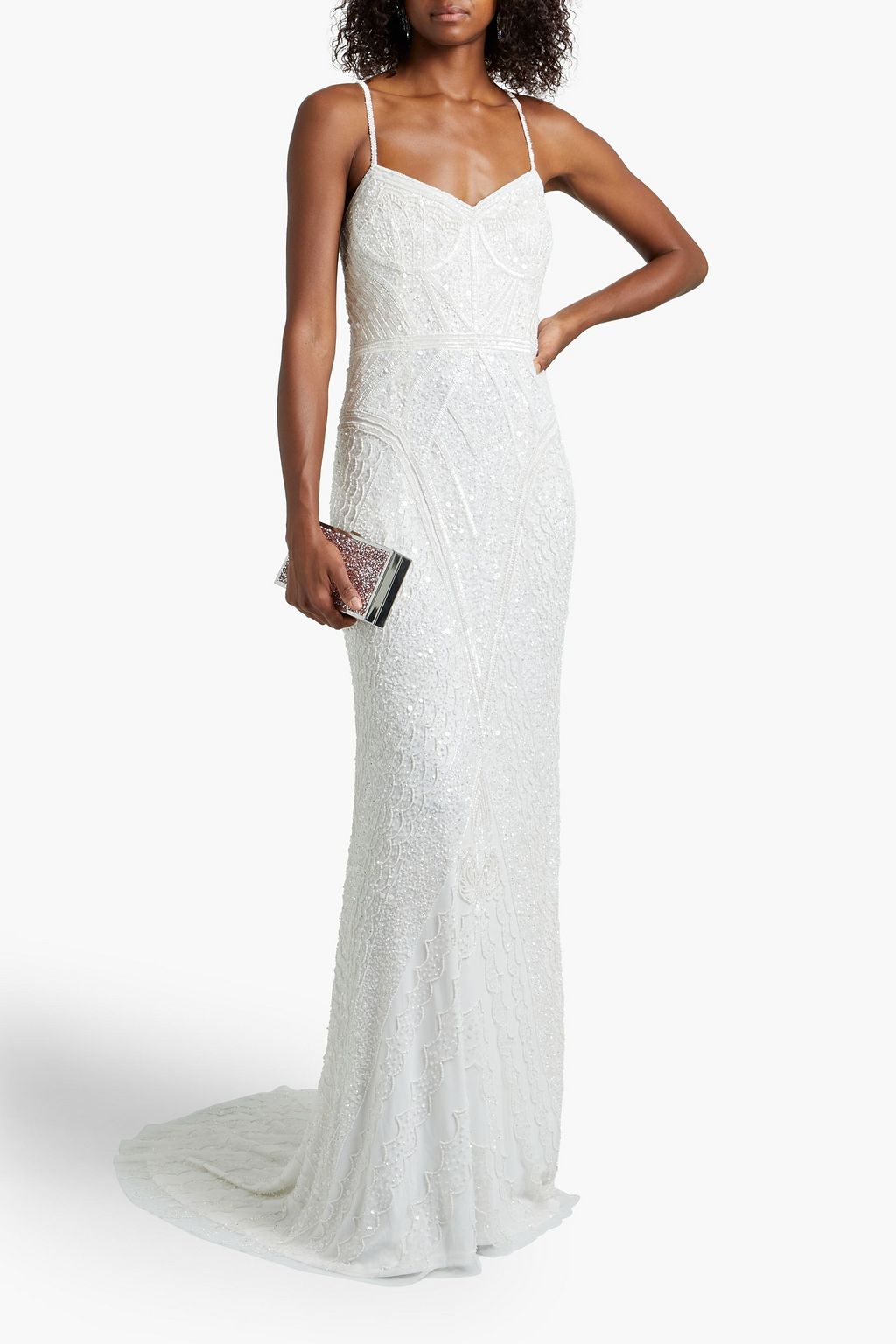 THEIA Embellished tulle bridal gown