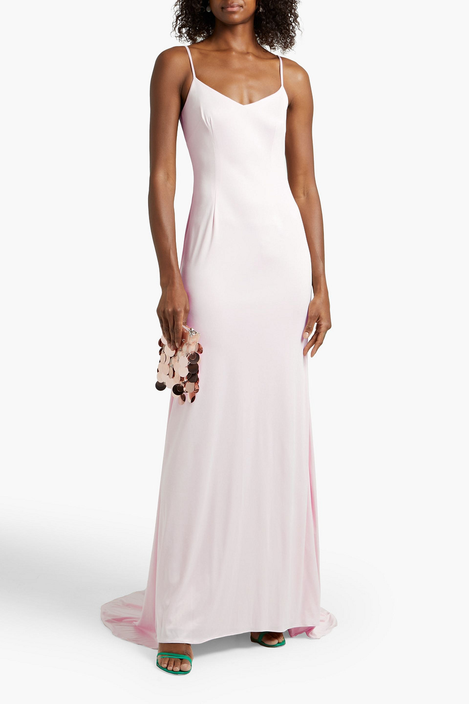 Theia Open-back Stretch-jersey Gown In Pastel Pink