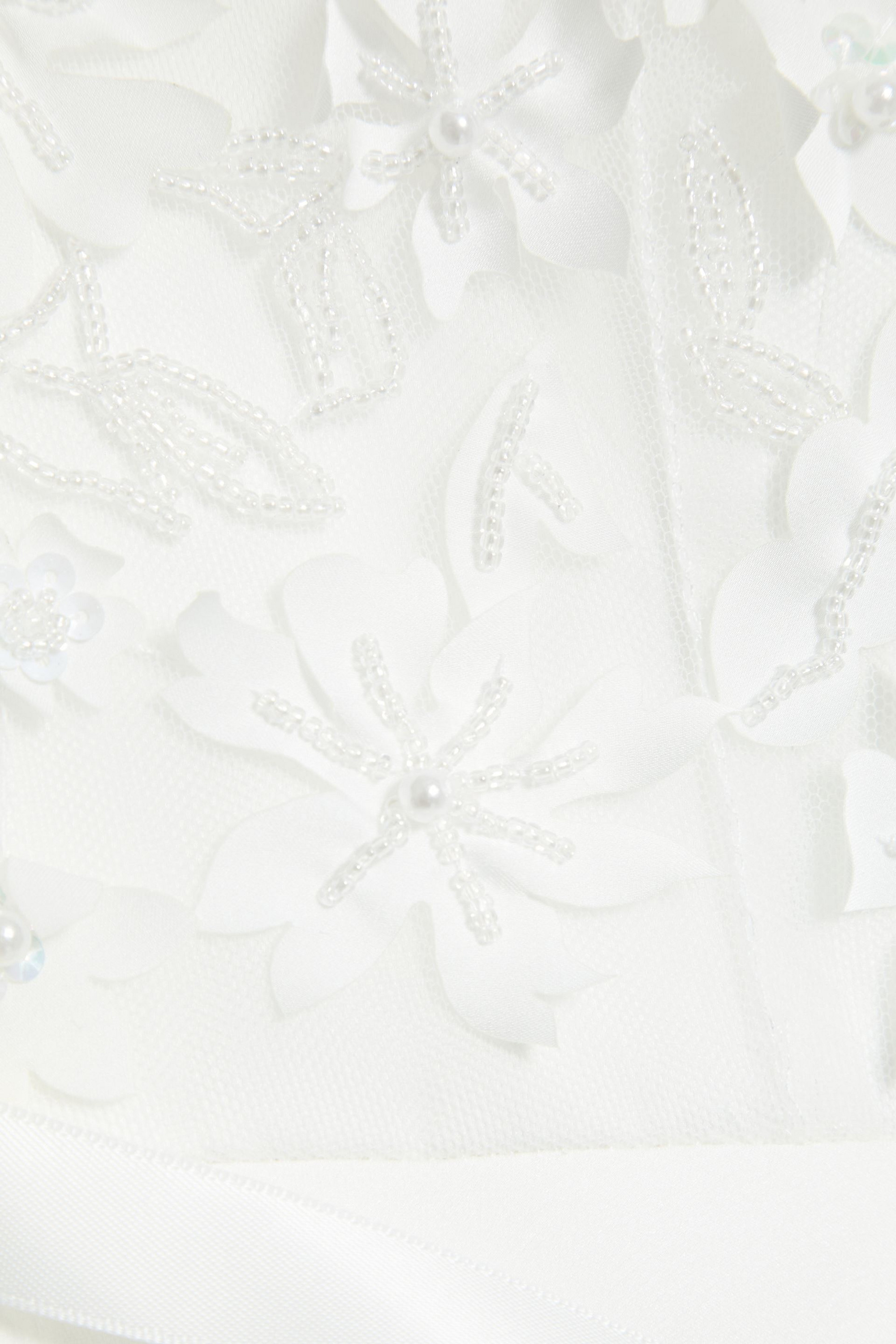 THEIA Belted floral-appliquéd tulle and silk-satin bridal gown thumbnail