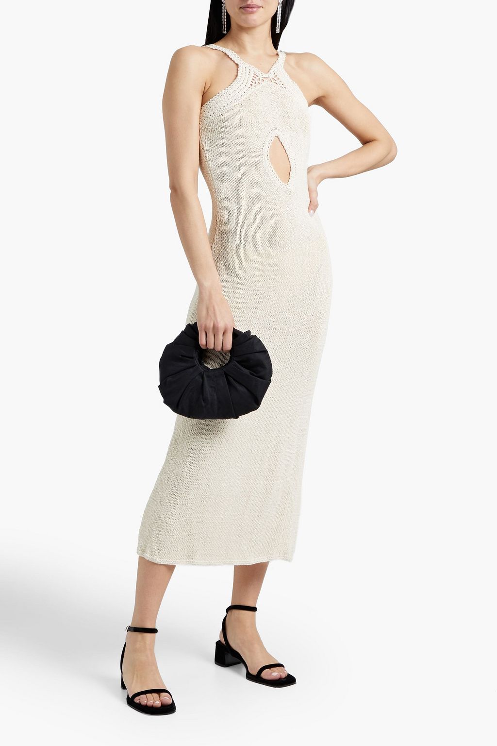MAGDA BUTRYM Crochet-trimmed cotton-blend midi dress