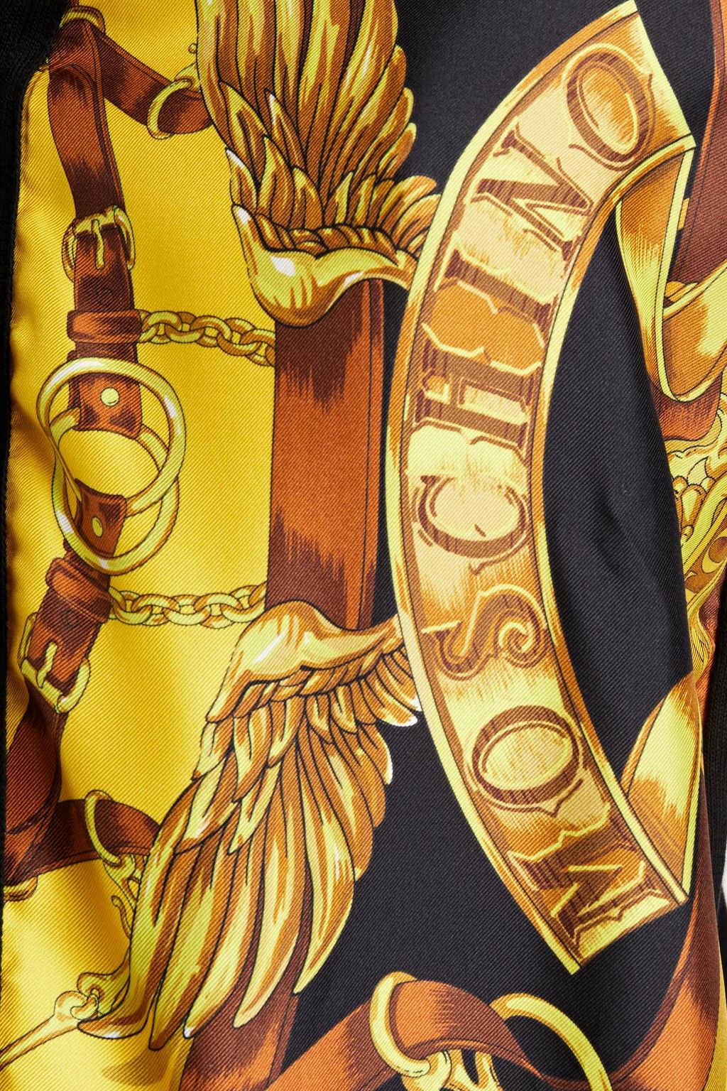 MOSCHINO Printed silk-twill paneled cotton cardigan