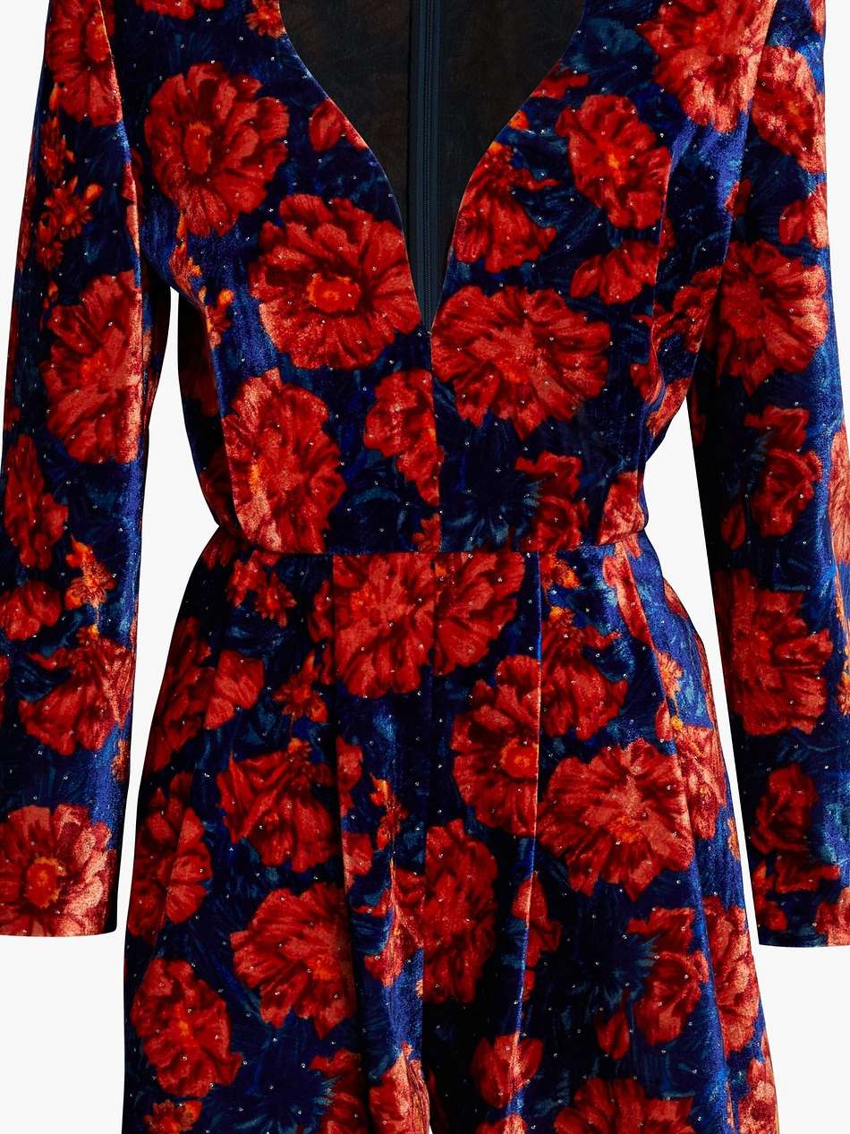 pleated glittered velvet playsuit