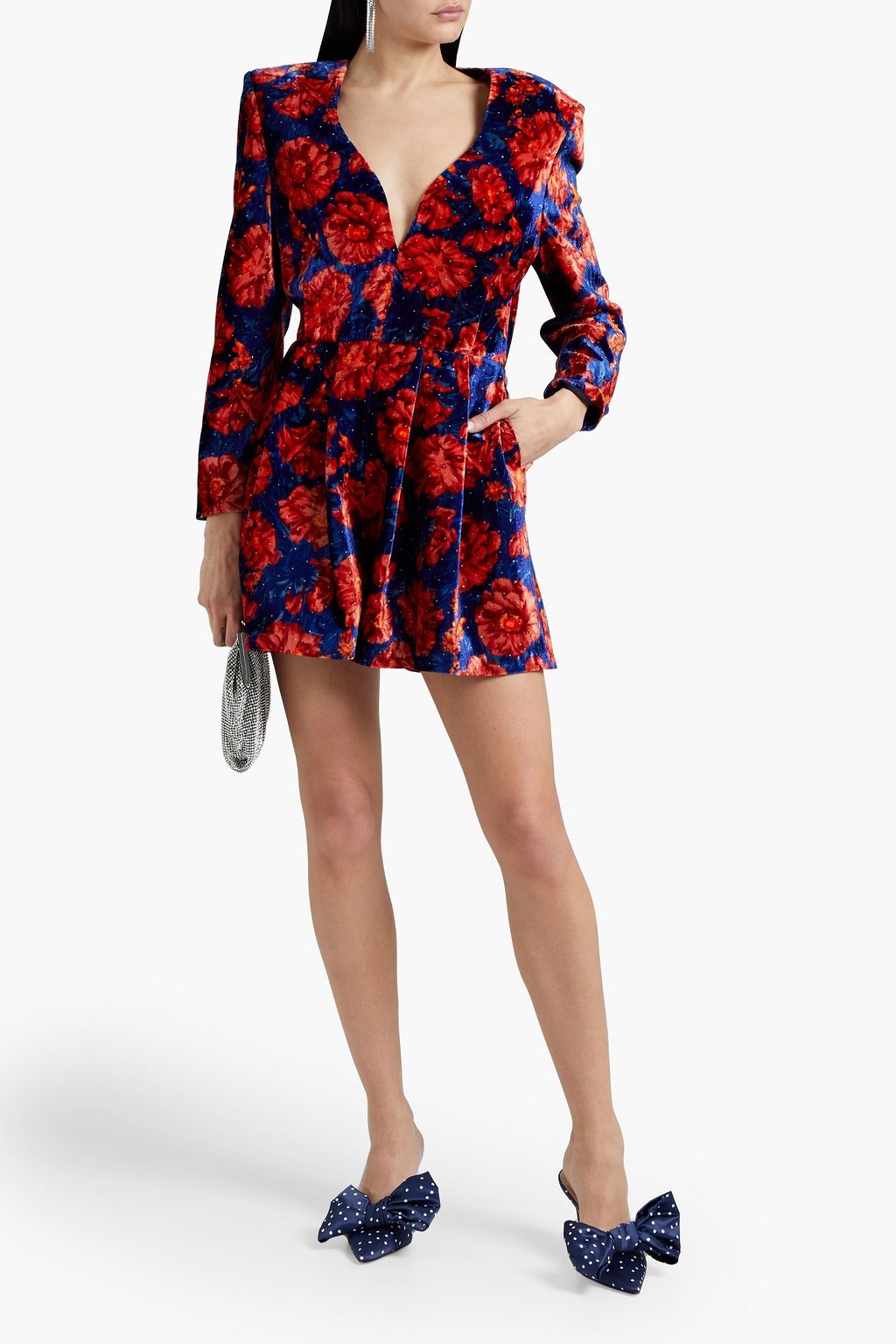 MAGDA BUTRYM Pleated glittered velvet playsuit