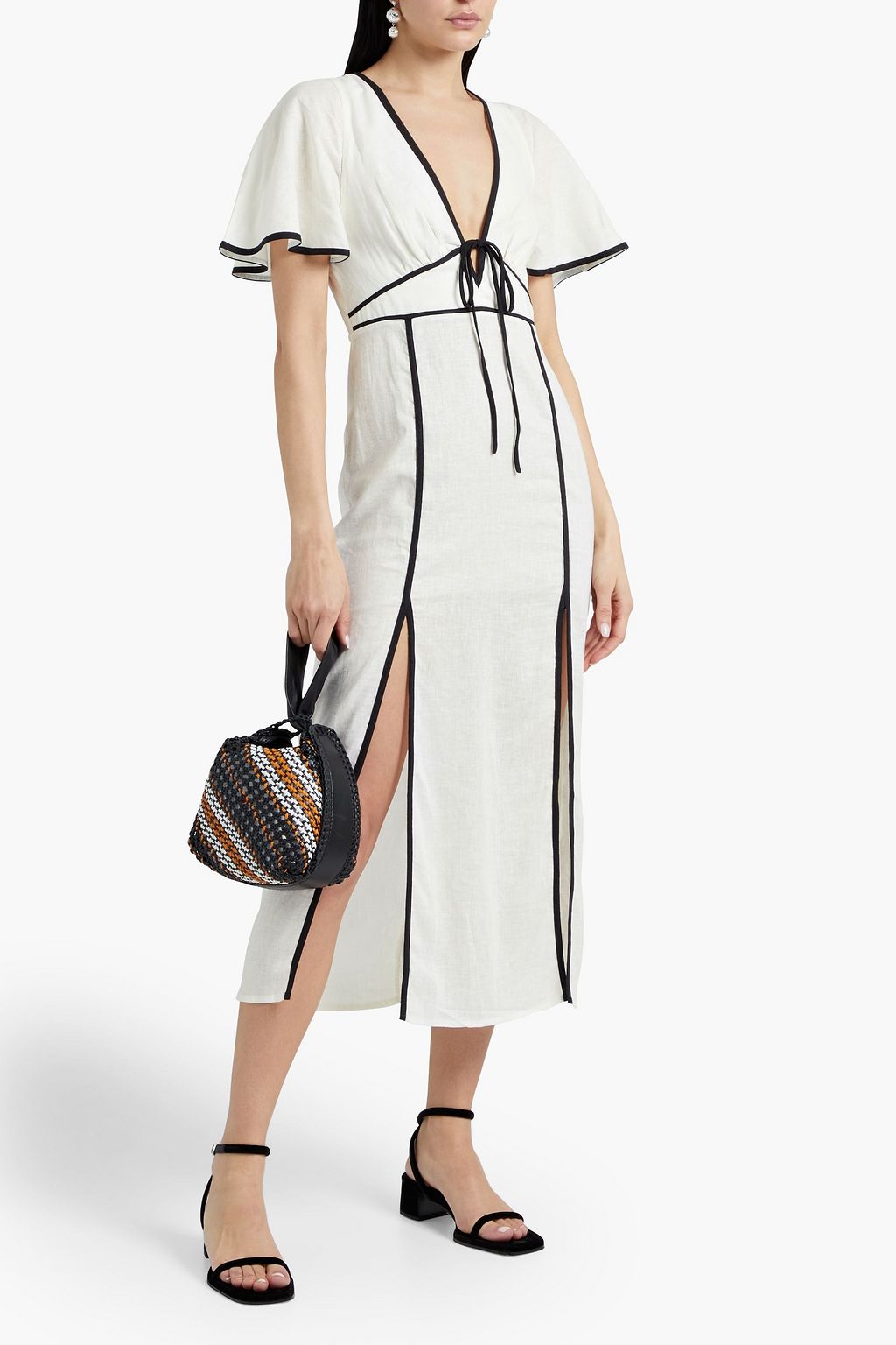VIX PAULA HERMANNY Liz two-tone linen-blend midi dress