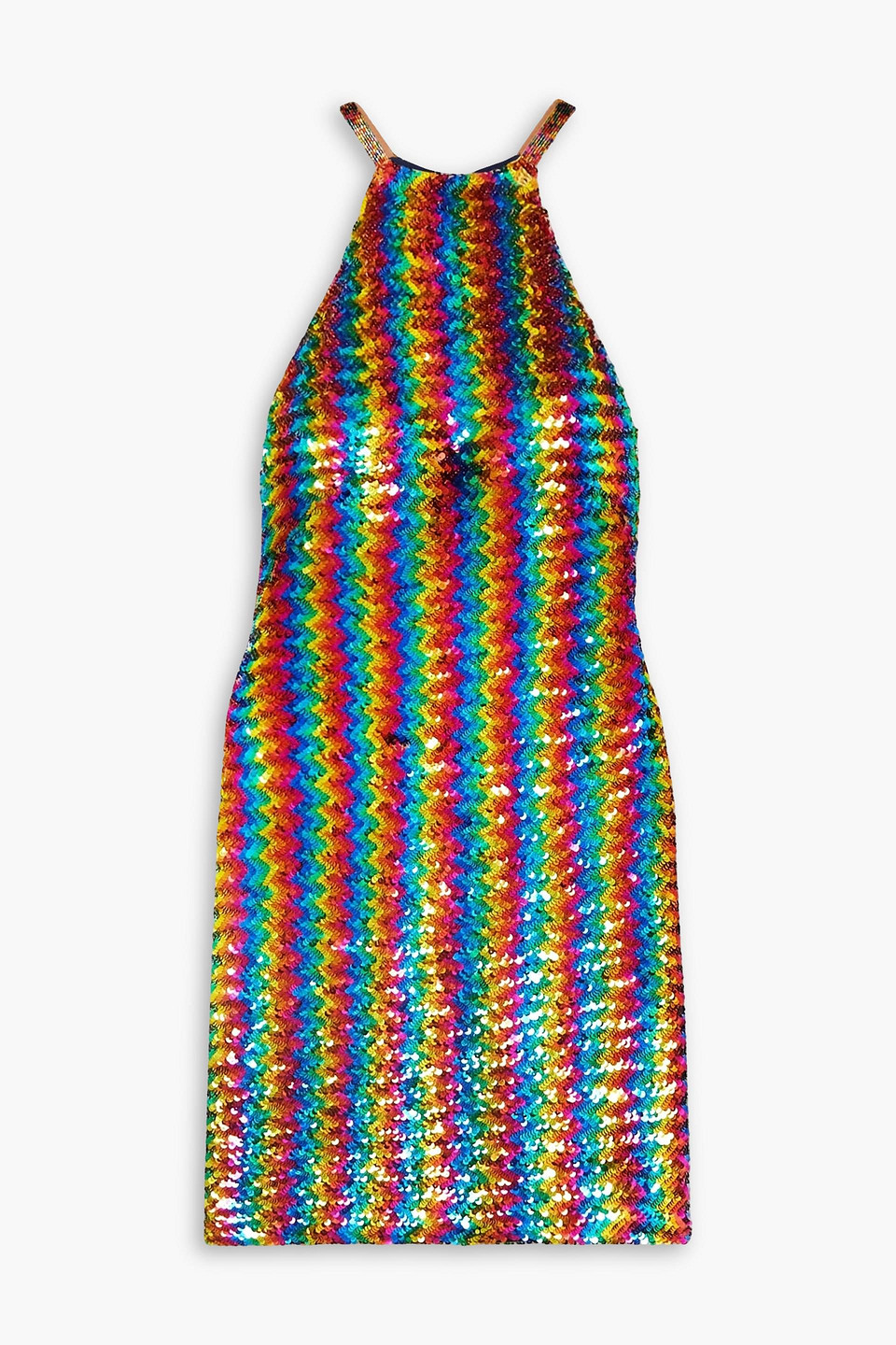 Ashish Striped Sequined Georgette Mini Dress In Multicolor