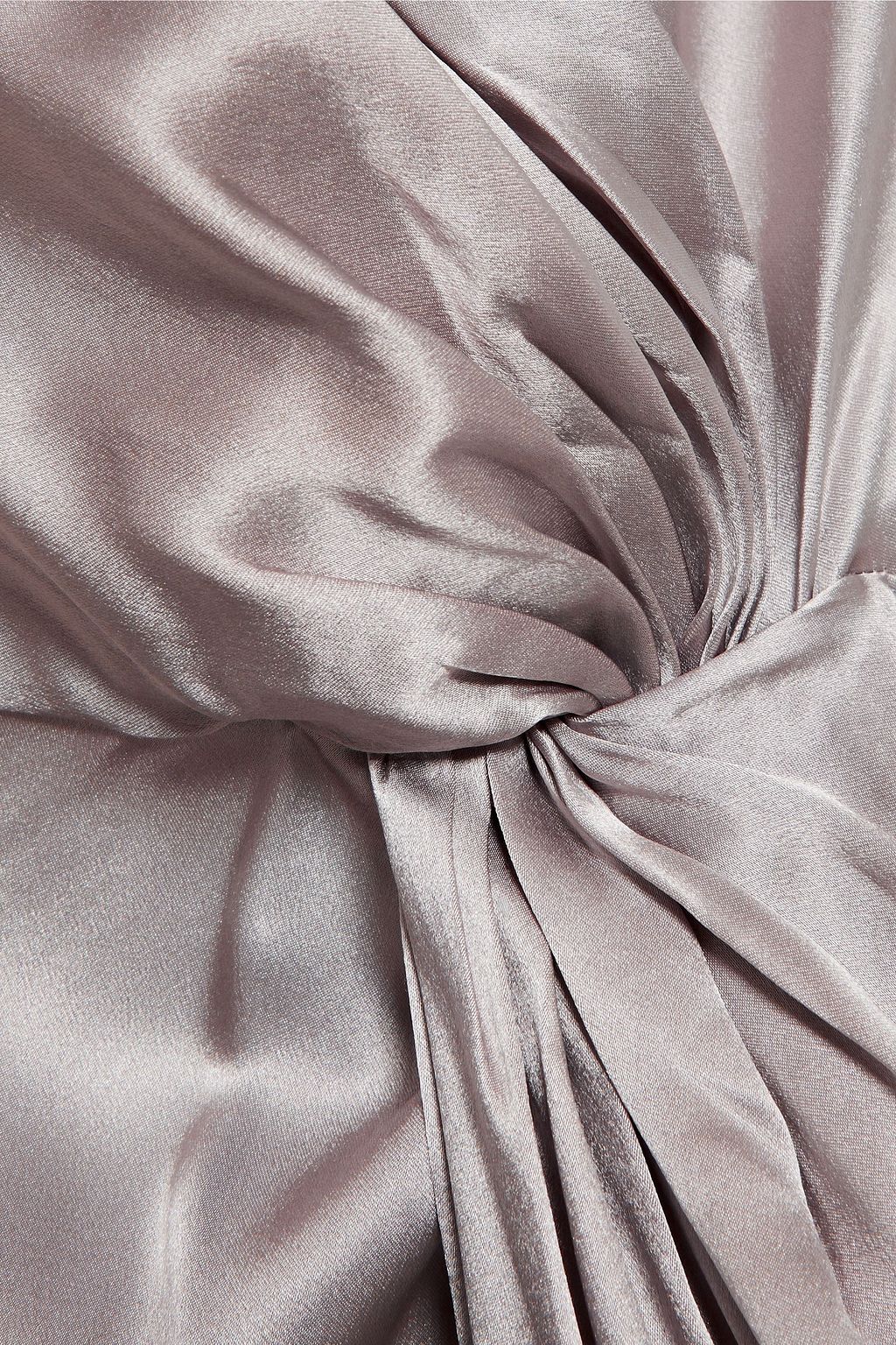 MICHELLE MASON One-shoulder twisted silk-satin gown