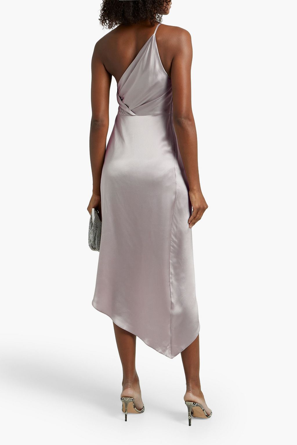 MICHELLE MASON One-shoulder twisted silk-satin gown