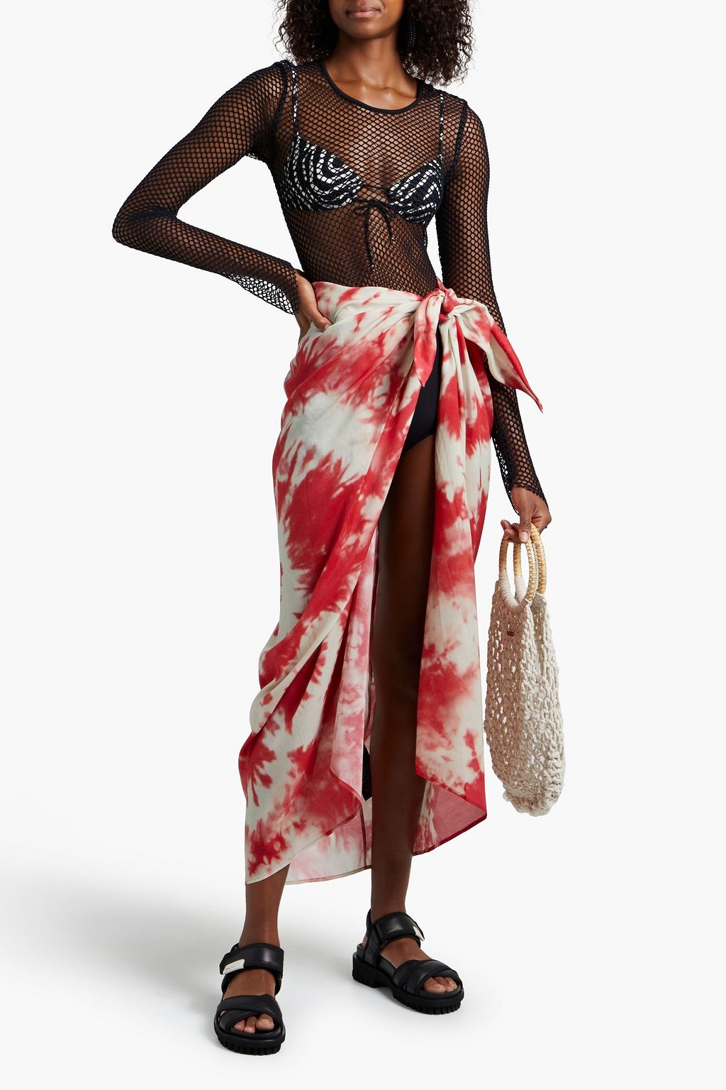 ALANUI Tie-dyed cotton and silk-blend pareo