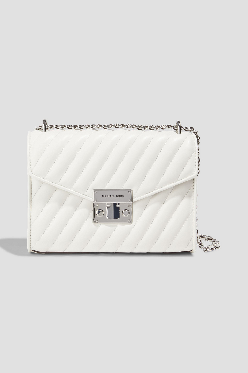 Michael Michael Kors Rose Quilted Faux Leather Shoulder Bag In White