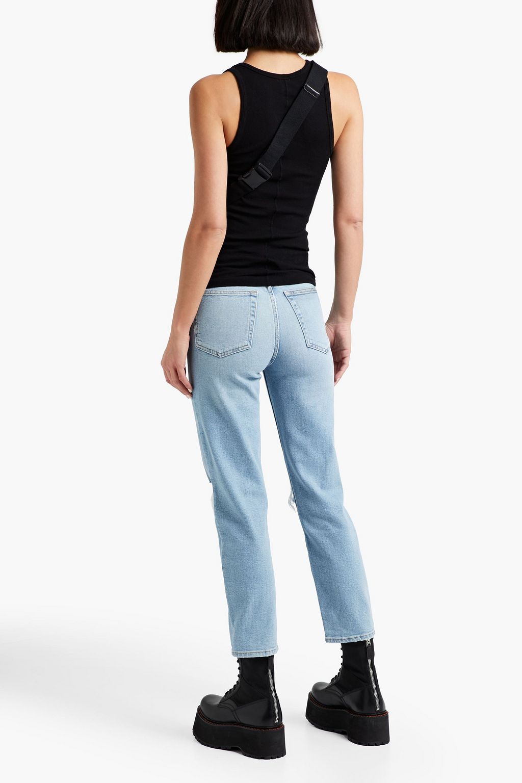 RE/DONE Cropped frayed mid-rise straight-leg jeans