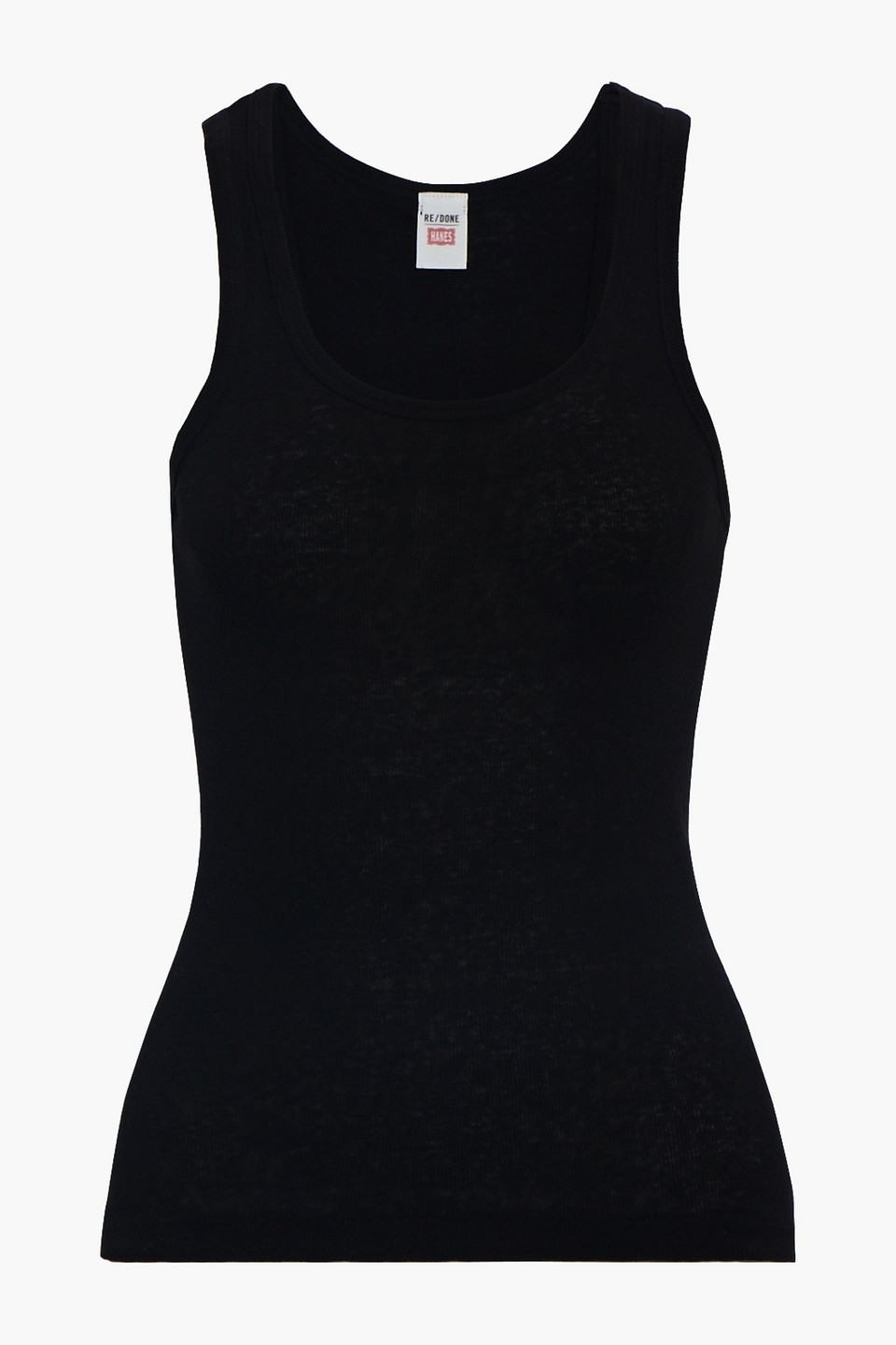 re/done - hanes ribbed cotton tank - black - l