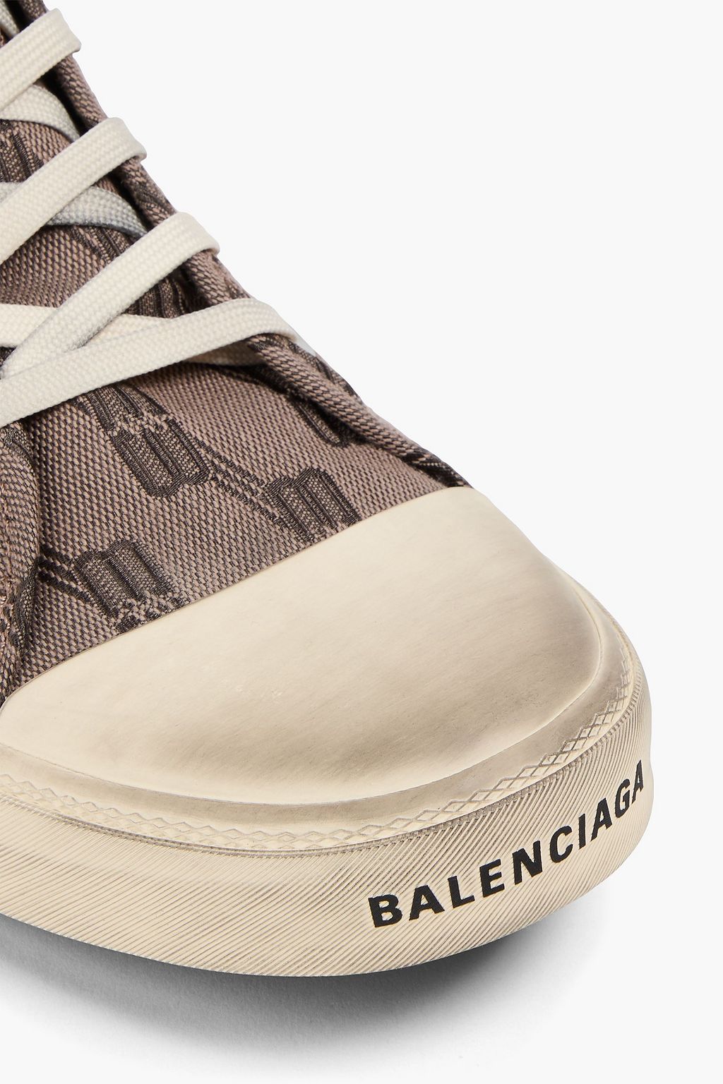 BALENCIAGA حذاء سنيكرز بطول فوق الكاحل مصنوع من الكنفا ومزين بطبعات
