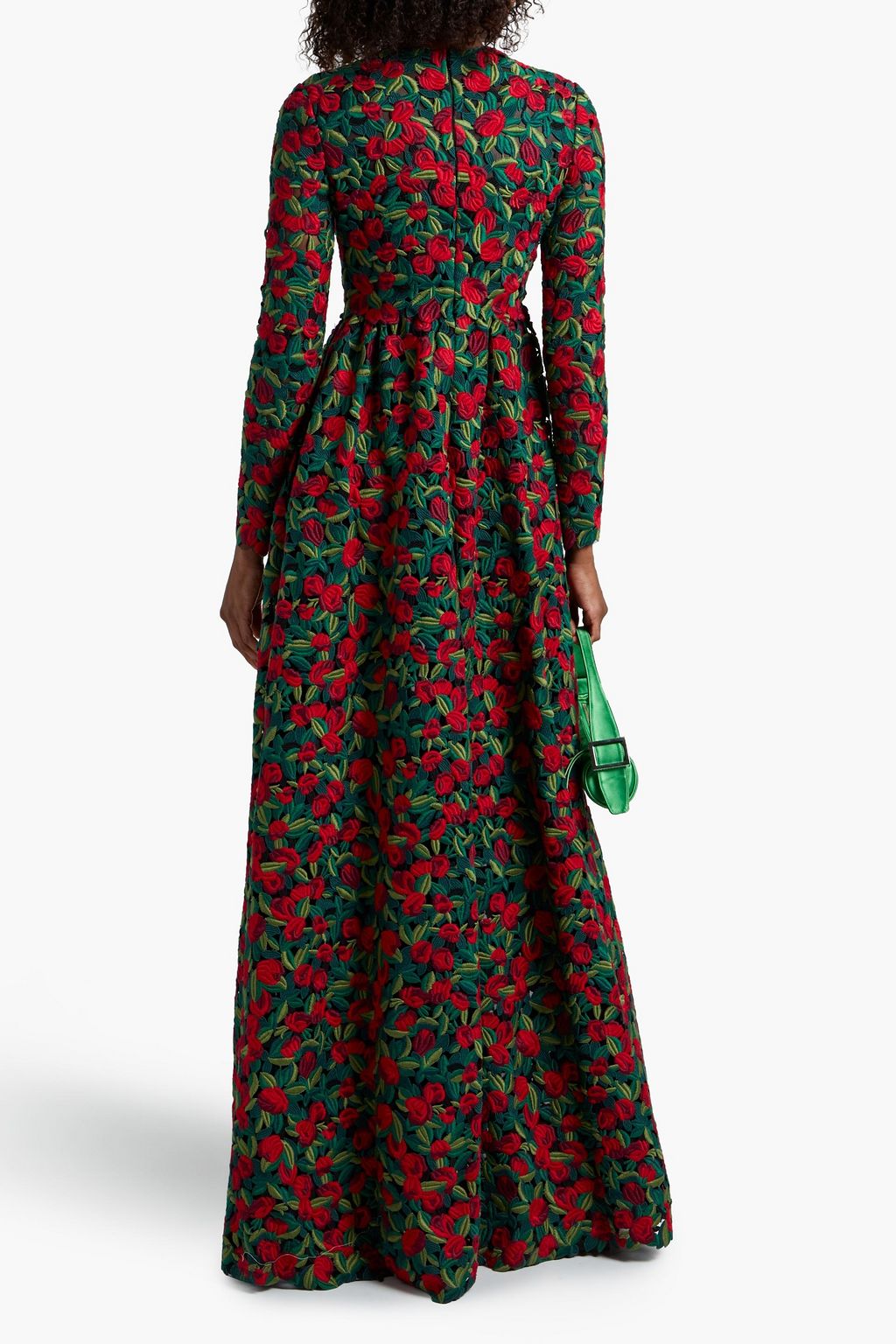 VALENTINO GARAVANI Gathered cotton-blend lace maxi dress