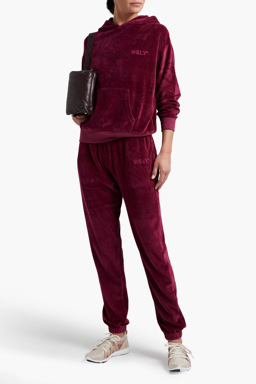 WSLY Eco Plush embroidered cotton-blend velour track pants