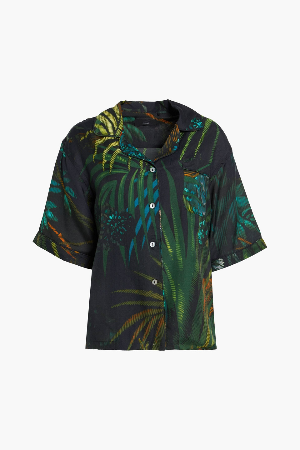 Monkey Jungle printed cotton and silk-blend pajama top