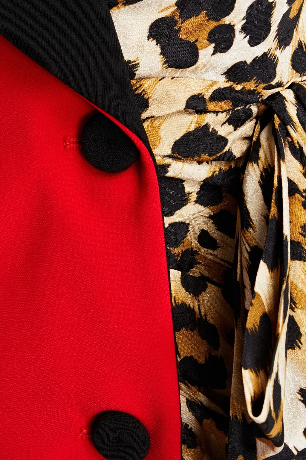 MOSCHINO Leopard jacquard-paneled crepe mini dress