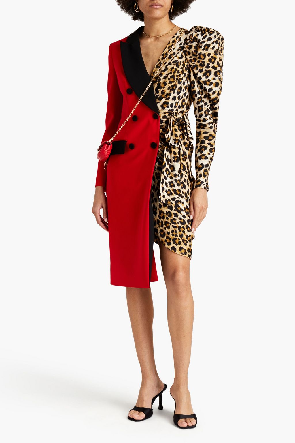 MOSCHINO Leopard jacquard-paneled crepe mini dress