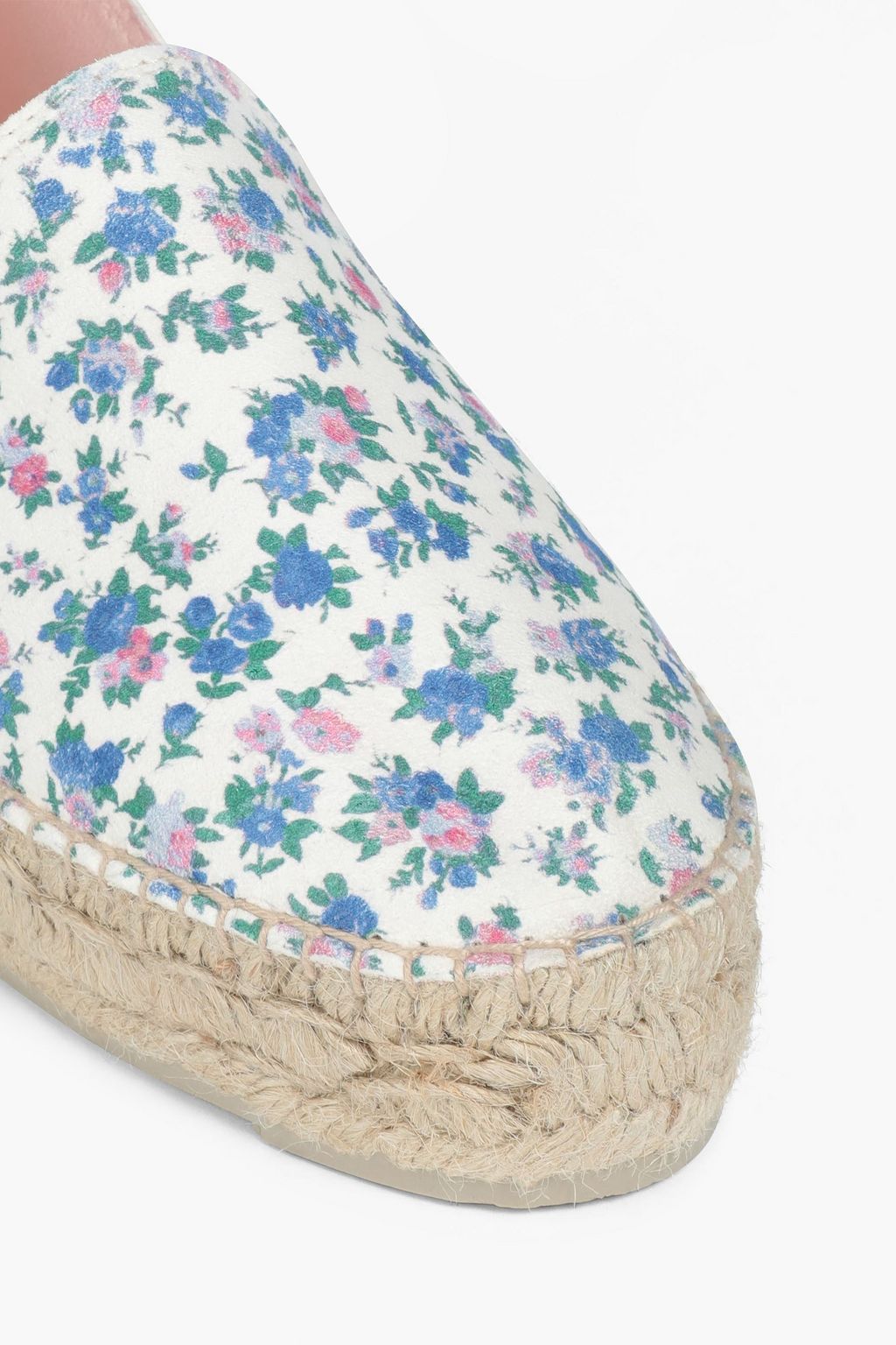 LOVESHACKFANCY X MANEBÍ Floral-print suede platform espadrilles