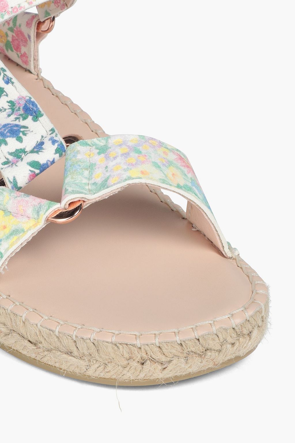 LOVESHACKFANCY X MANEBÍ Floral-print suede espadrille sandals