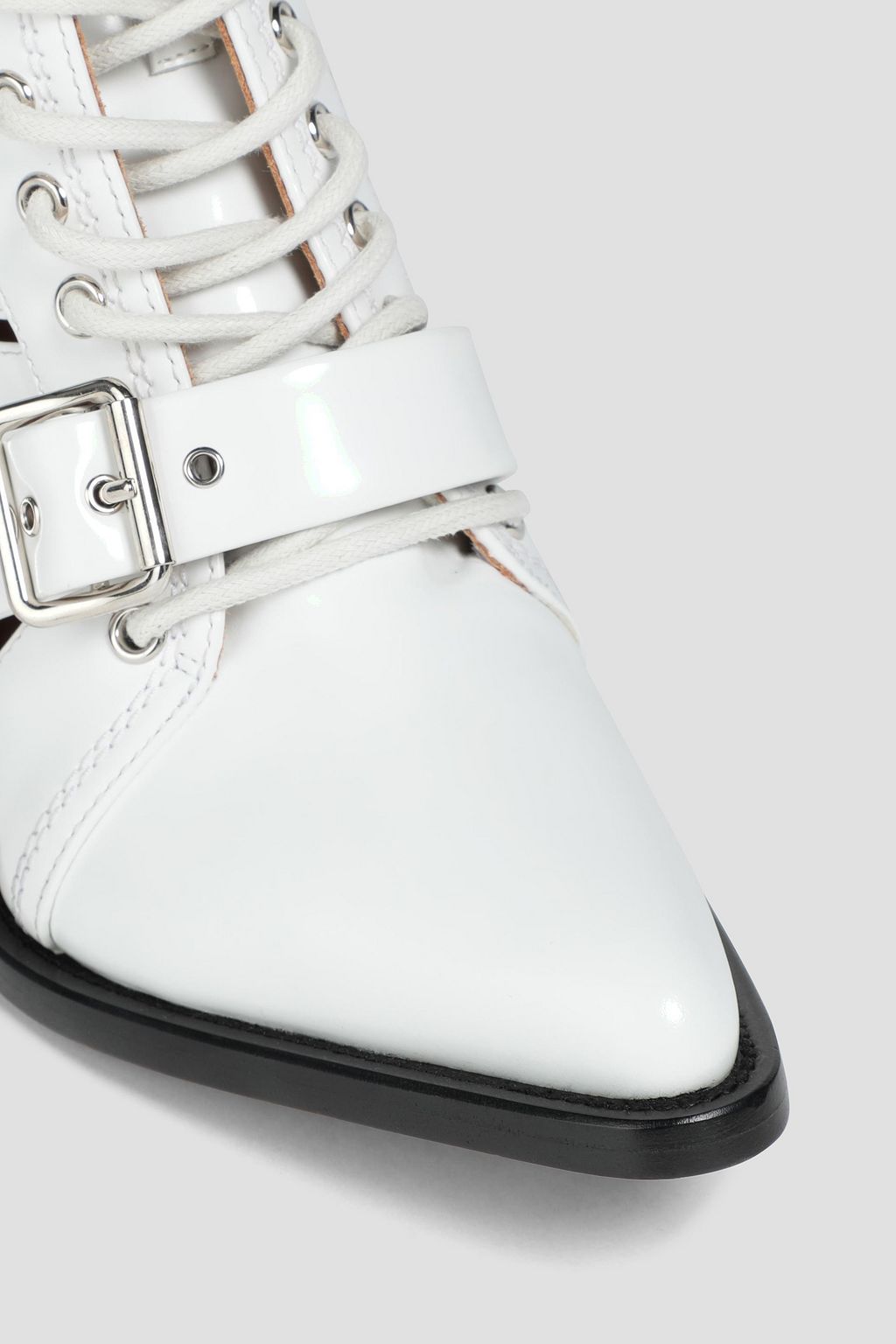 CHLOÉ Rylie buckled glossed-leather ankle boots