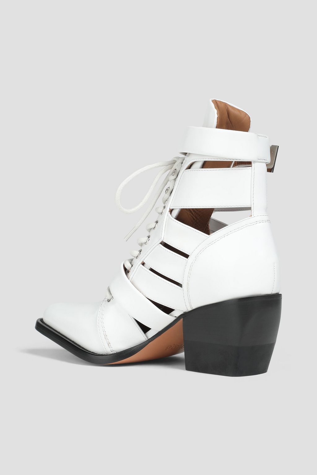 CHLOÉ Rylie buckled glossed-leather ankle boots