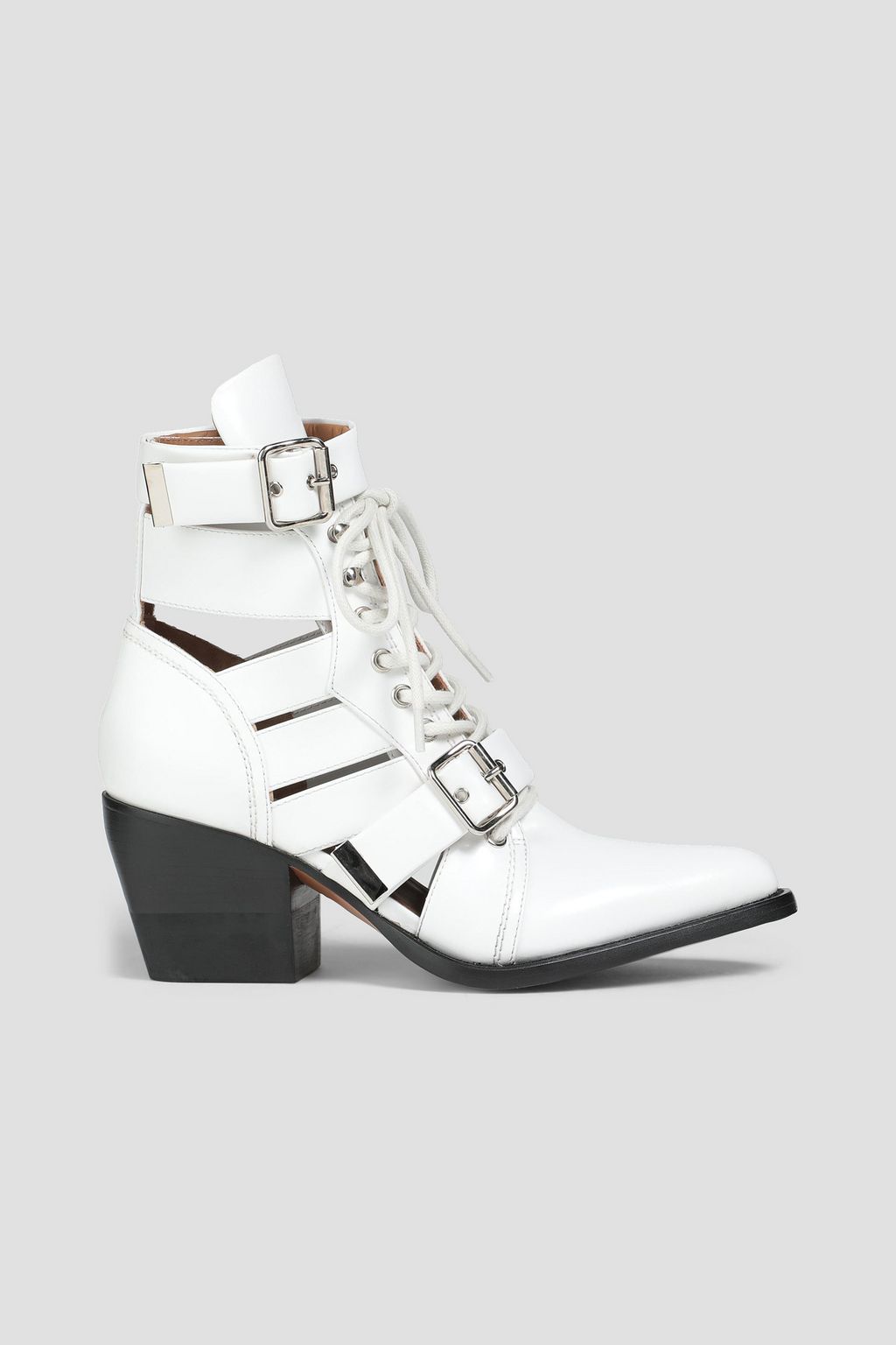 CHLOÉ Rylie buckled glossed-leather ankle boots | THE OUTNET