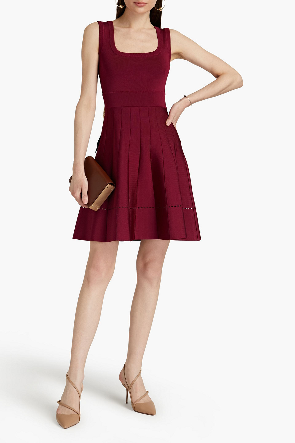 Herve Leger Pleated Ponte Mini Dress In Plum | ModeSens