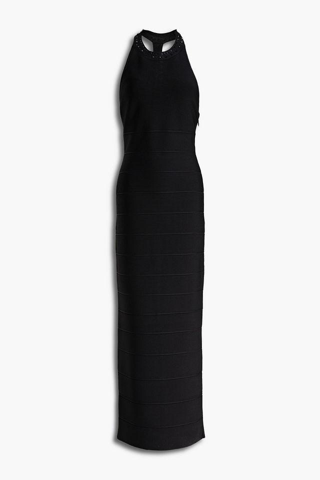 Crystal-embellished bandage maxi dress