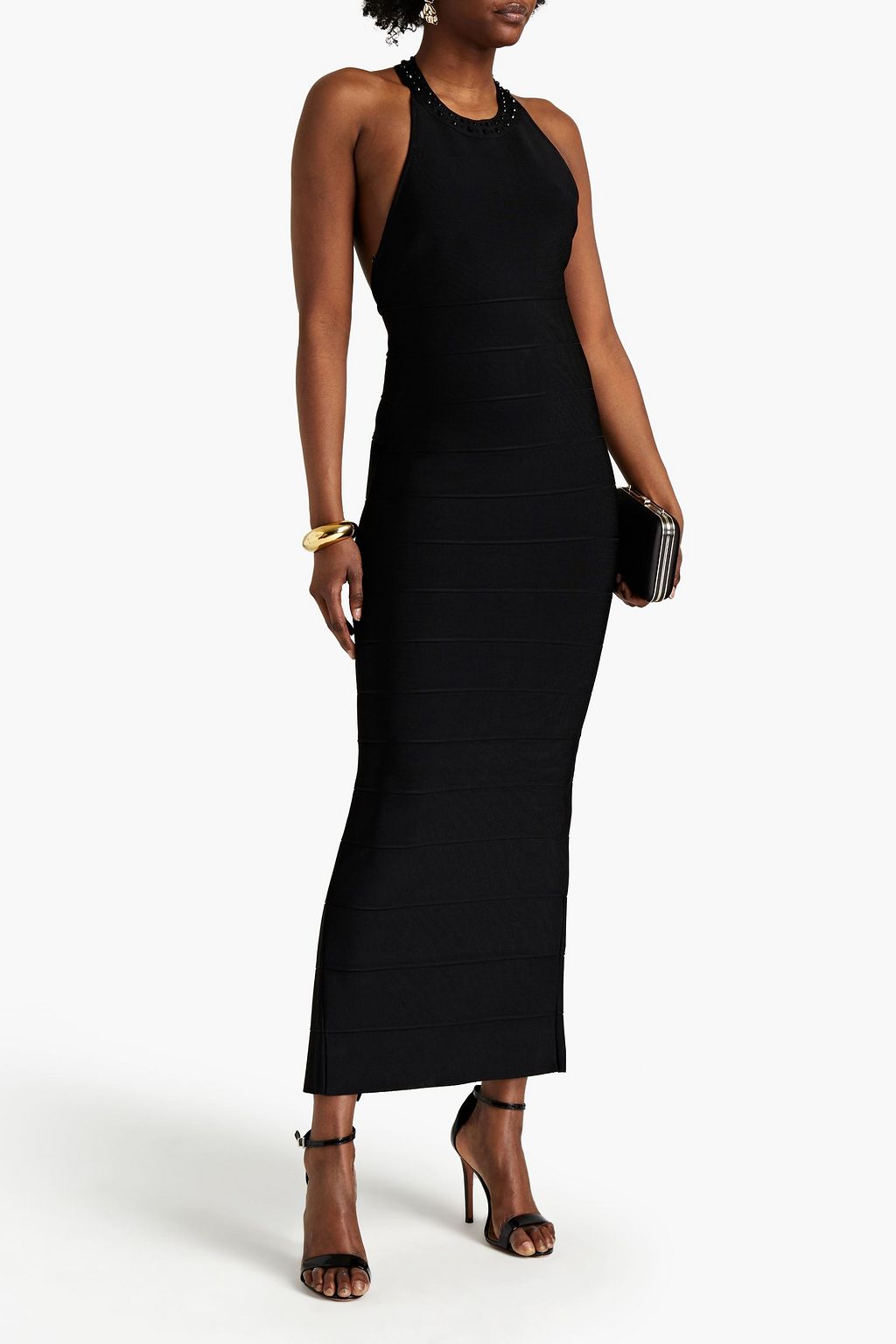 HERVÉ LÉGER Crystal-embellished bandage maxi dress